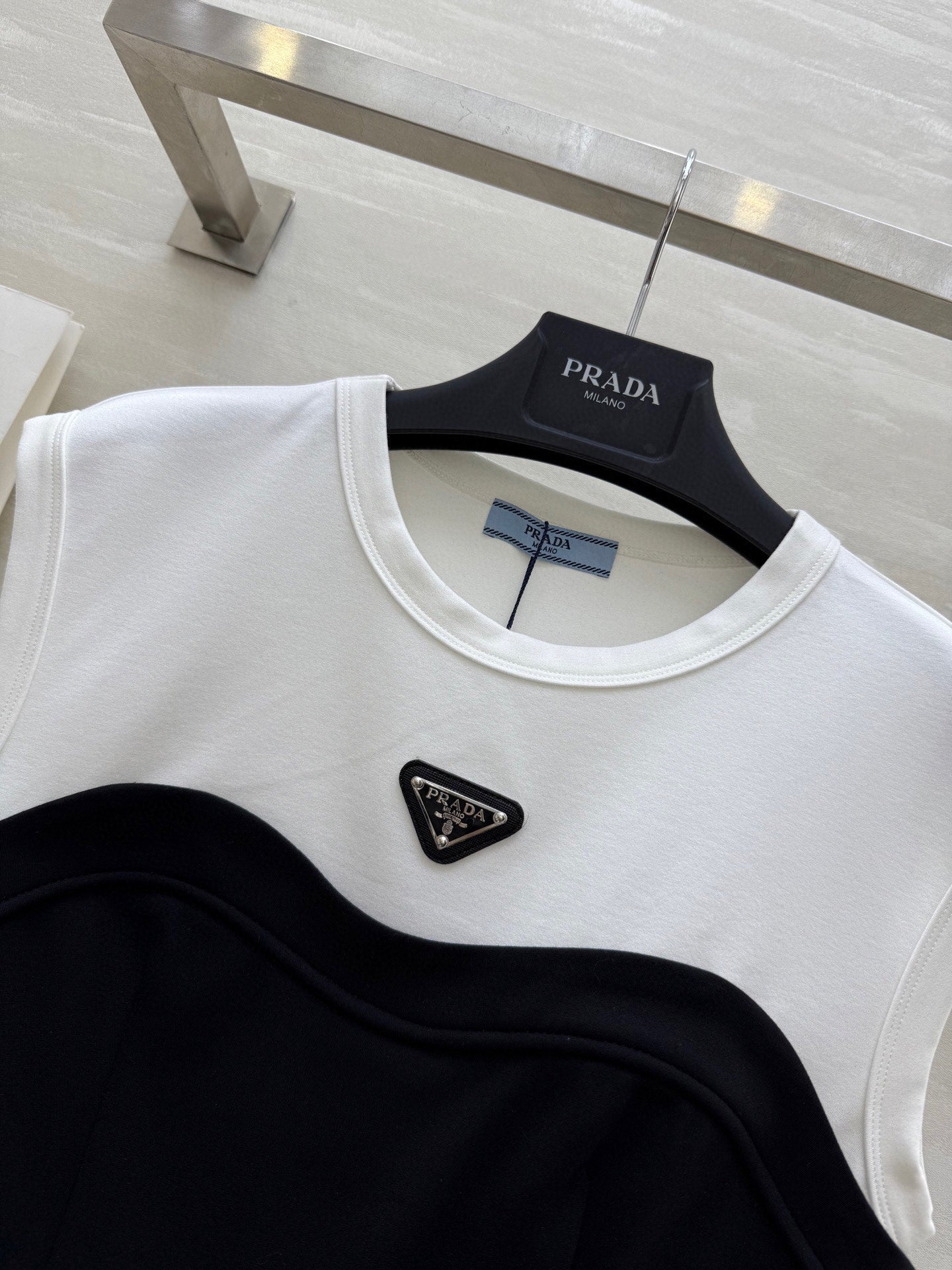 Prada 25 Tube Dress Black mix White Cotton