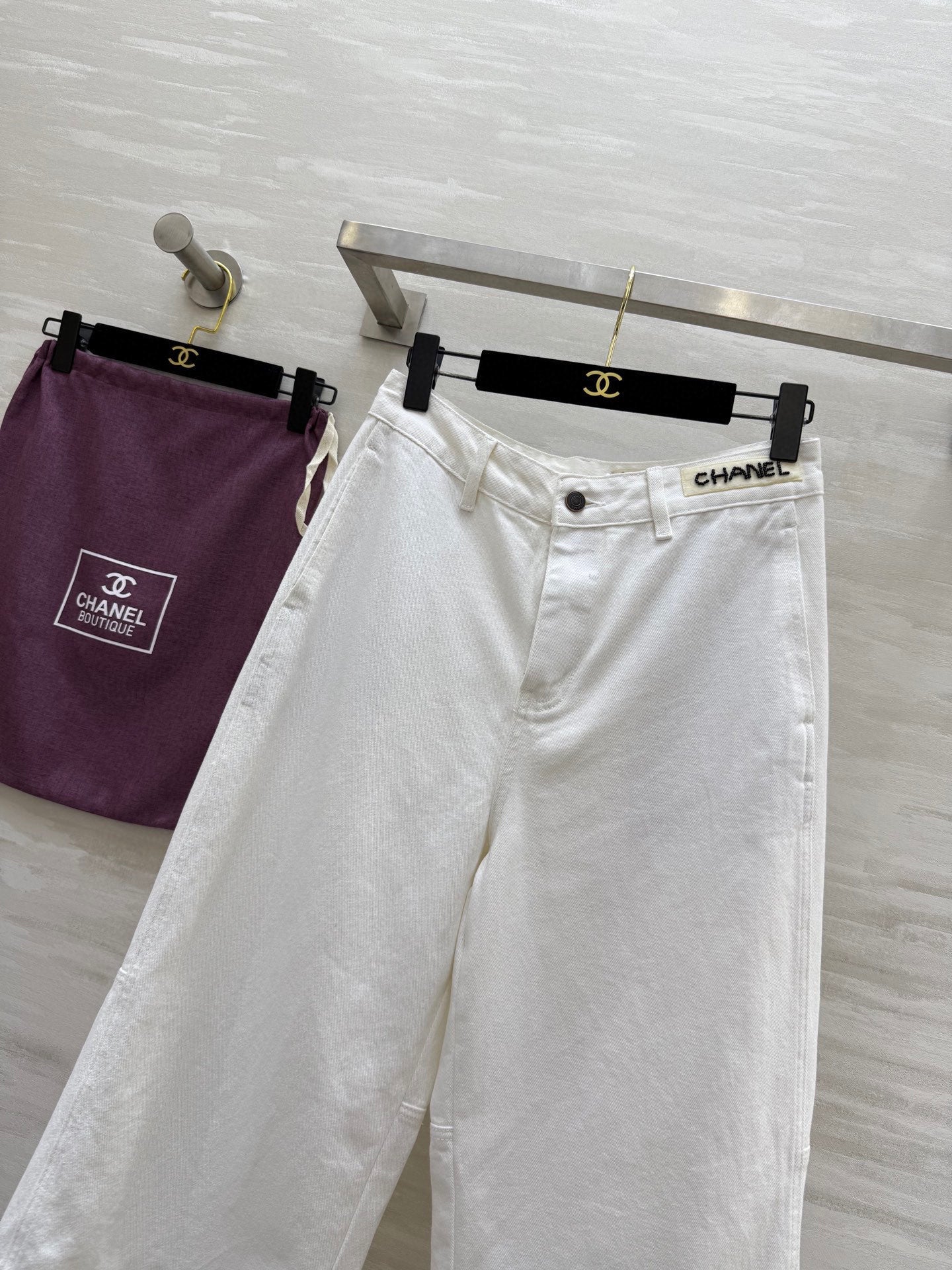 CC Beaded Jeans White Cotton