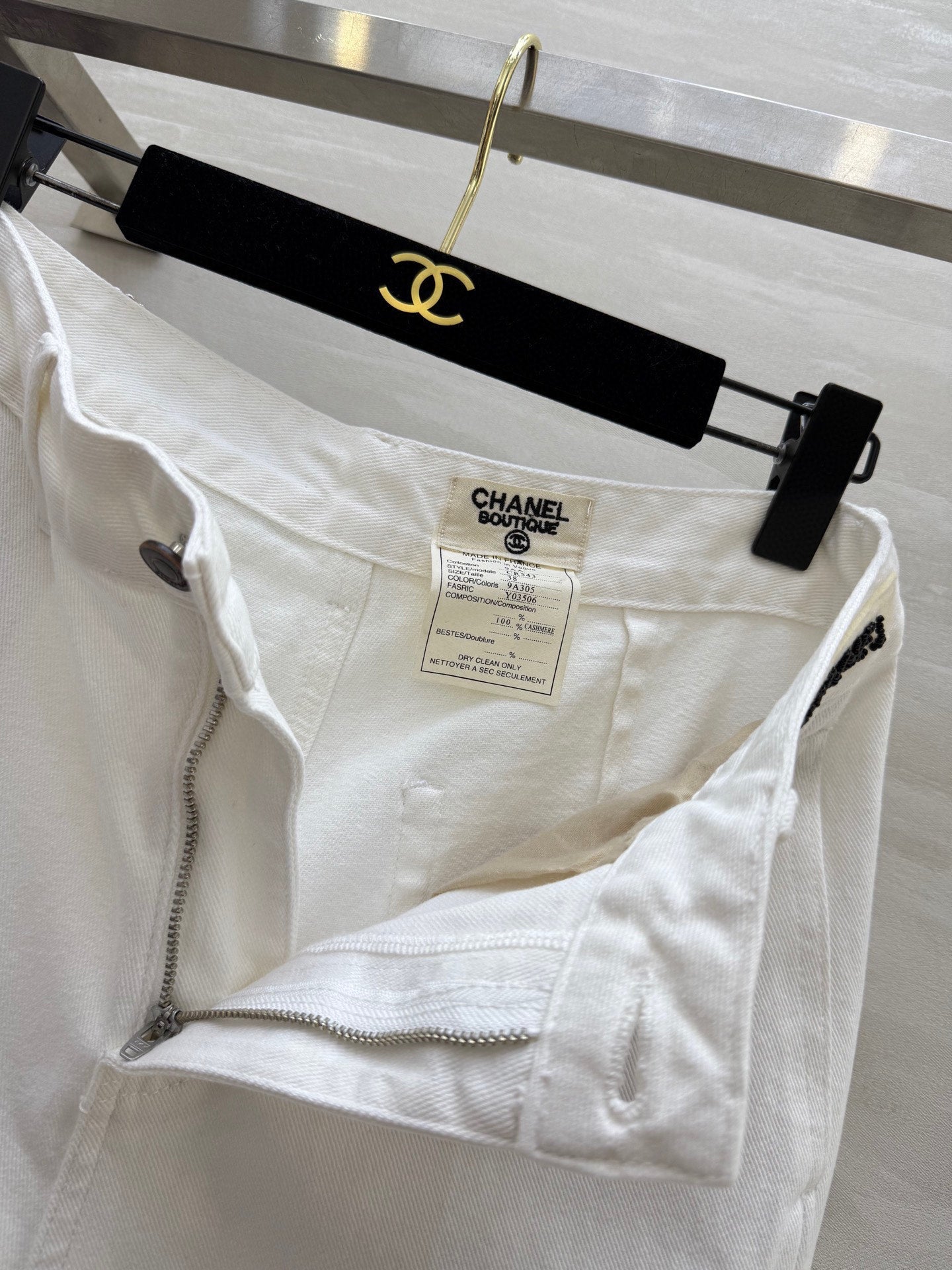 CC Beaded Jeans White Cotton