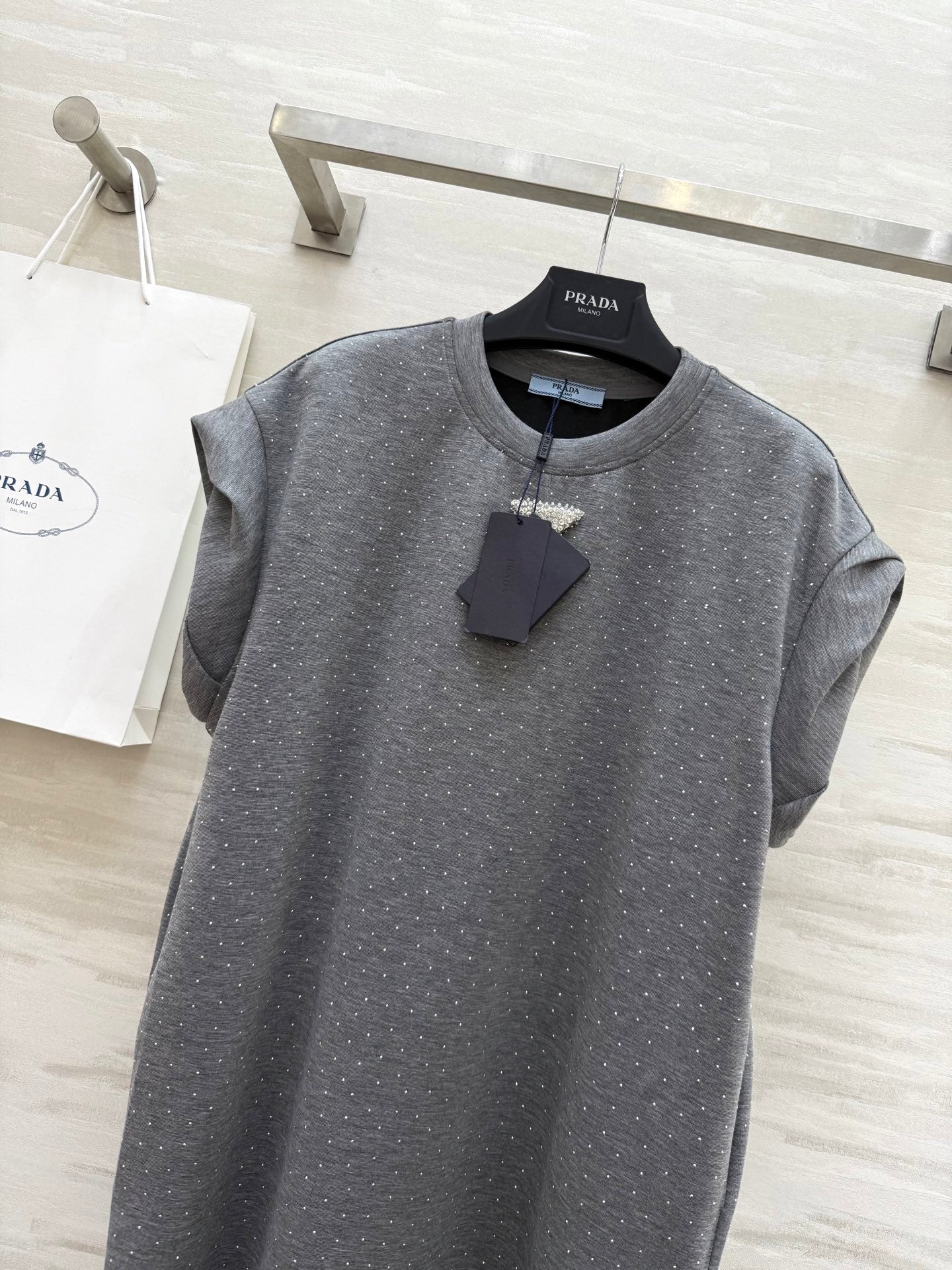 Prada 25 Diamond Dress Gray Cotton