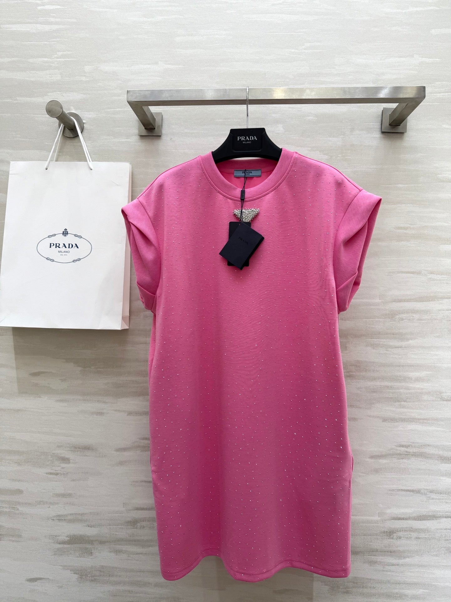 Prada 25 Diamond Dress Pink Cotton