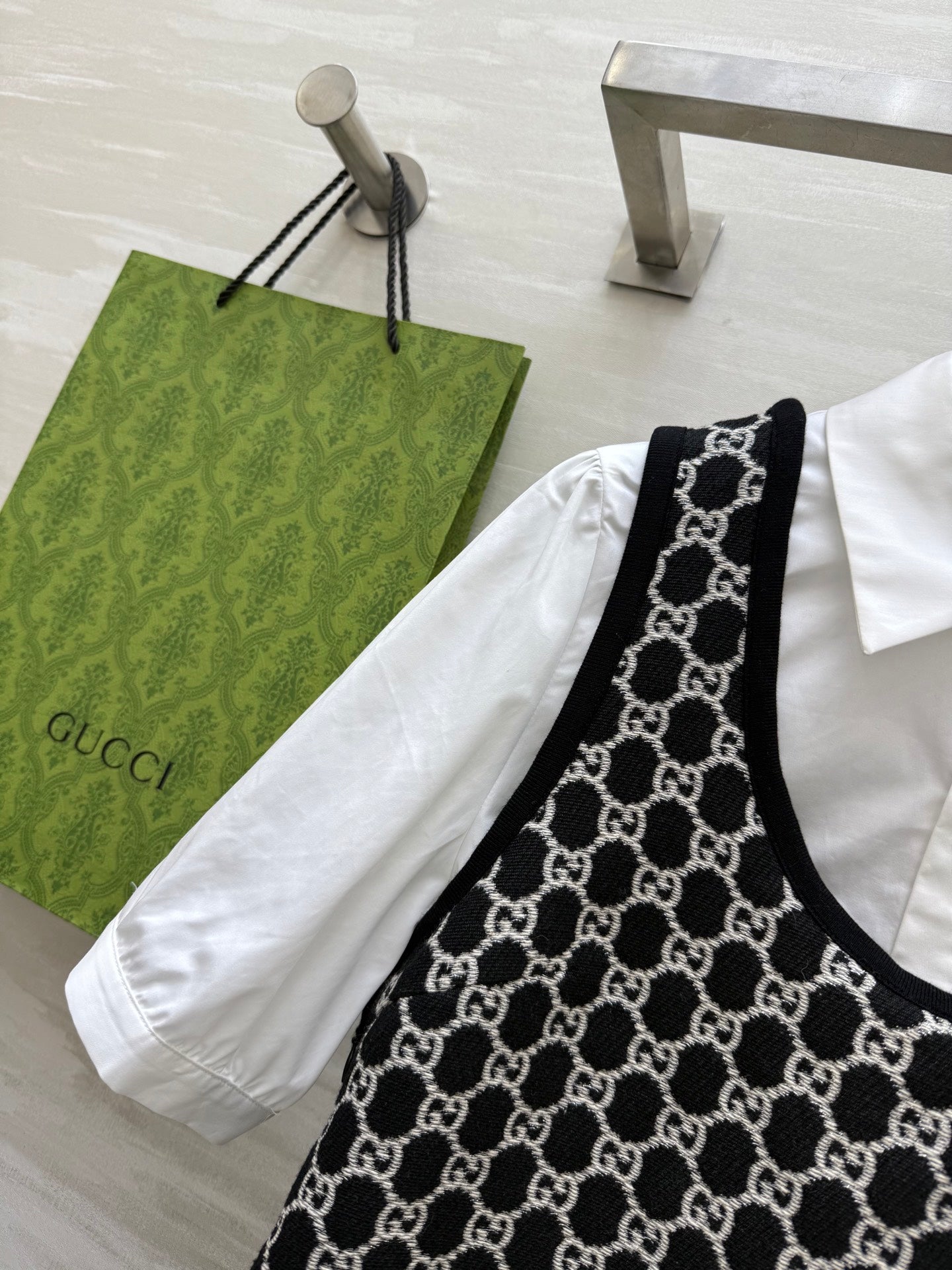 Gucci 25 Two-piece Dress Black White Jacquard Fabric