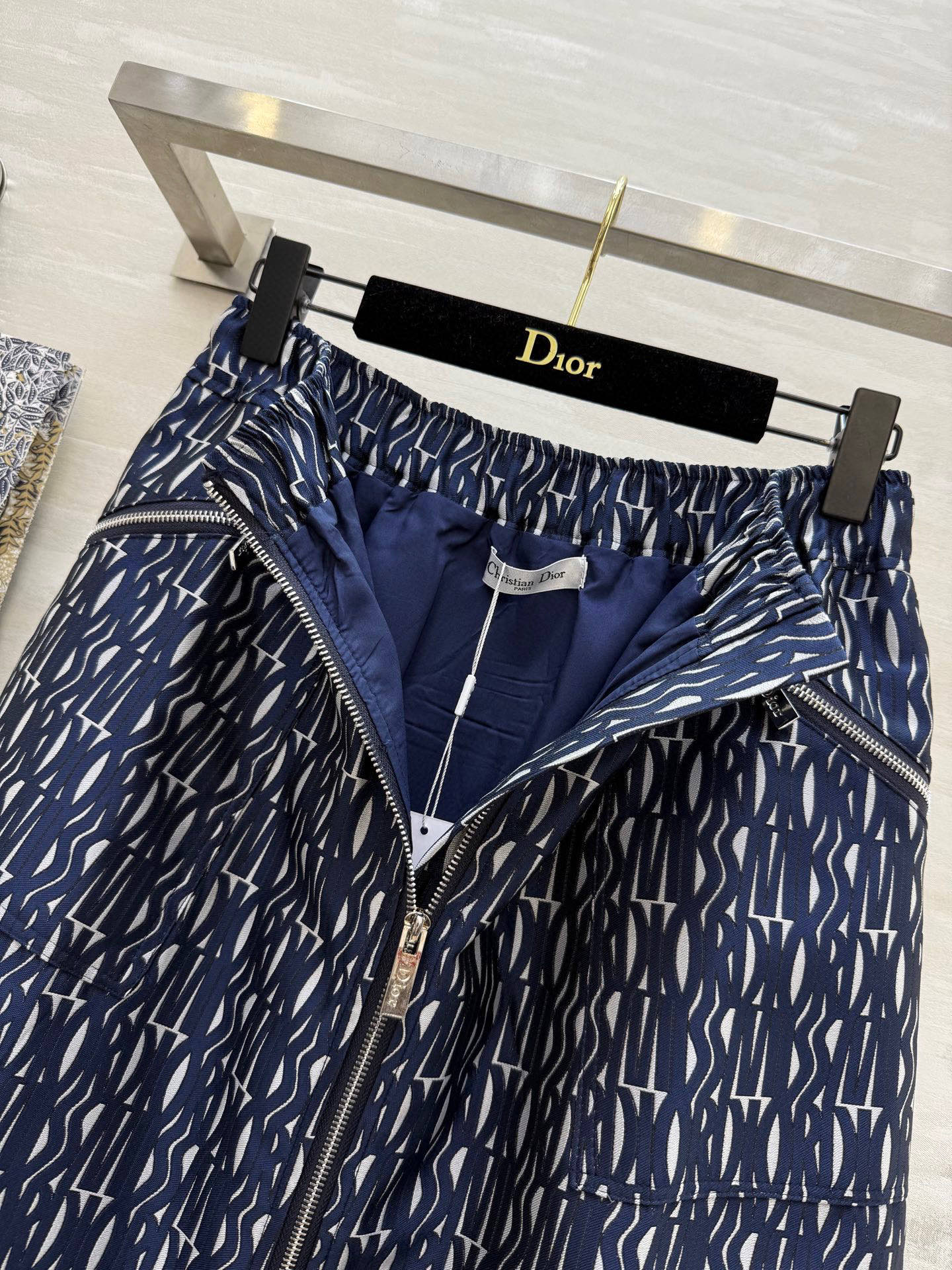 CD 25 Letter Skirt Blue Jacquard Fabric