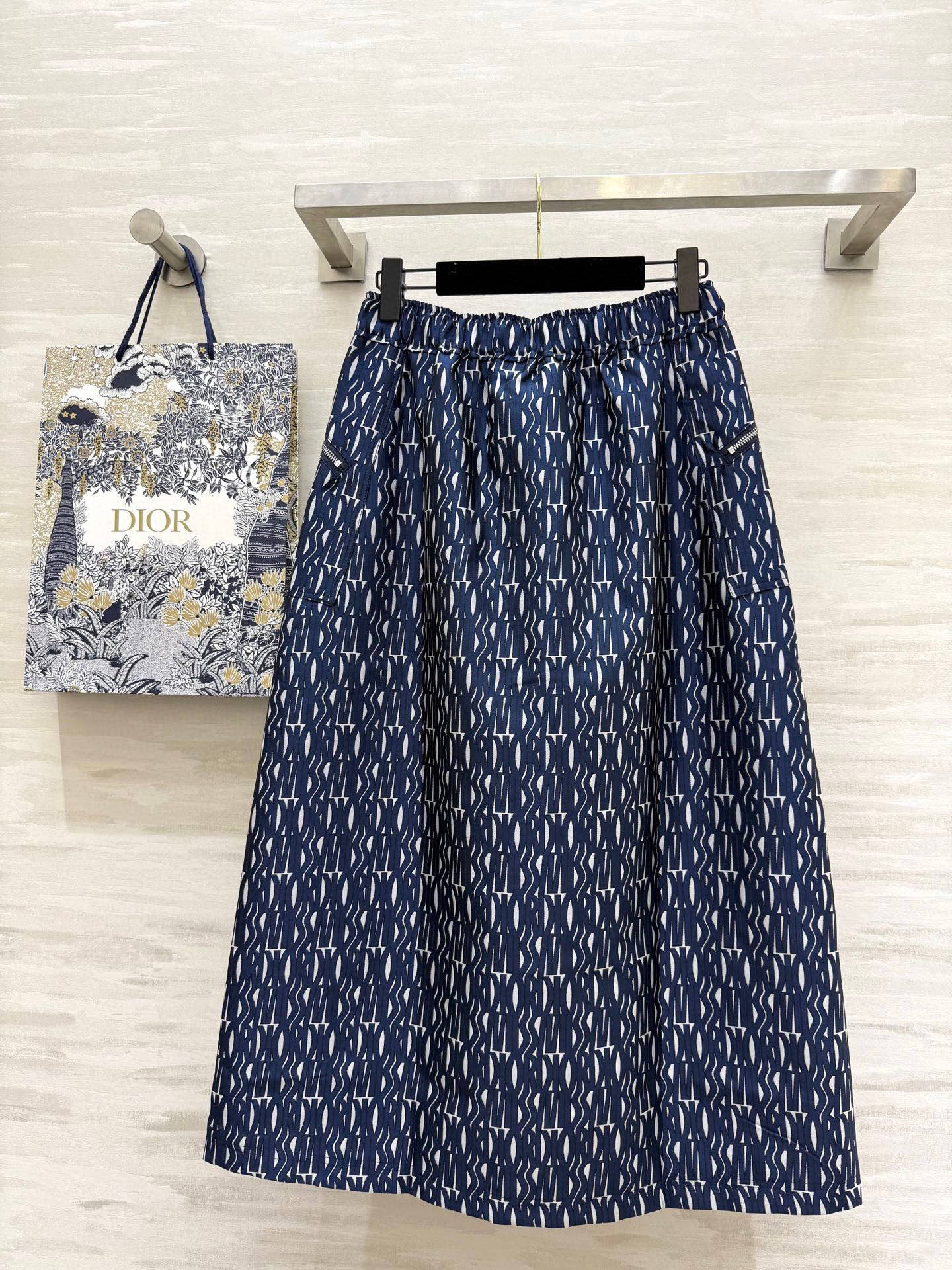 CD 25 Letter Skirt Blue Jacquard Fabric