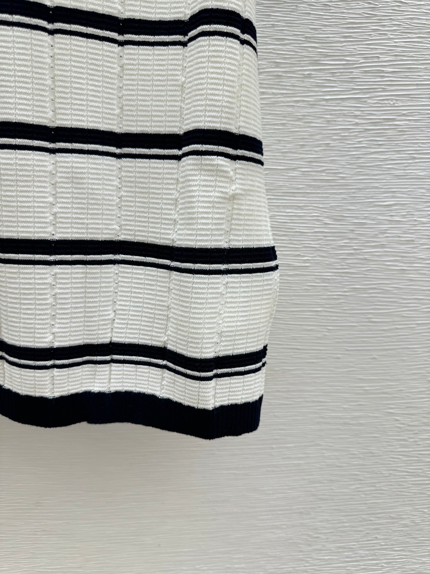 Miumiu 2026 Striped Knit Short-sleeved Top With Peter Pan Collar 258872
