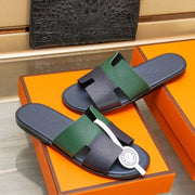 HM IZMIR SANDAL BLACK AND DARK GREEN LAMBSKIN