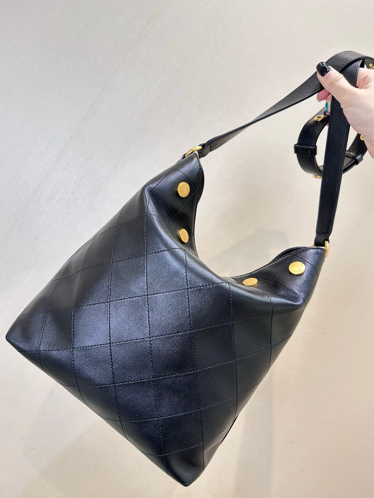 Chanel 2026 Quilted Bucket Bag 31cm Black Gold-Hardware Lambskin