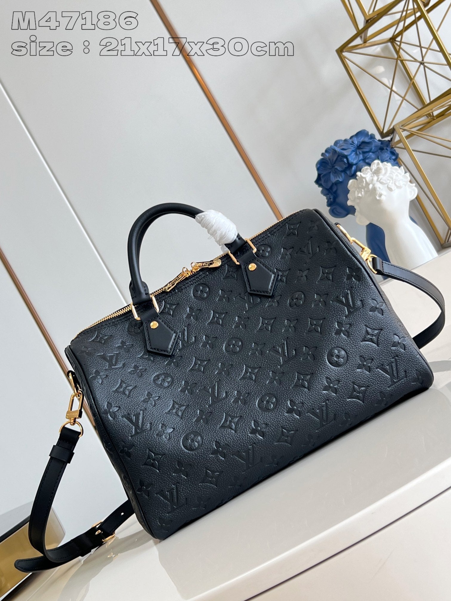 Speedy Soft 30 Black Monogram Empreinte Cowhide Leather