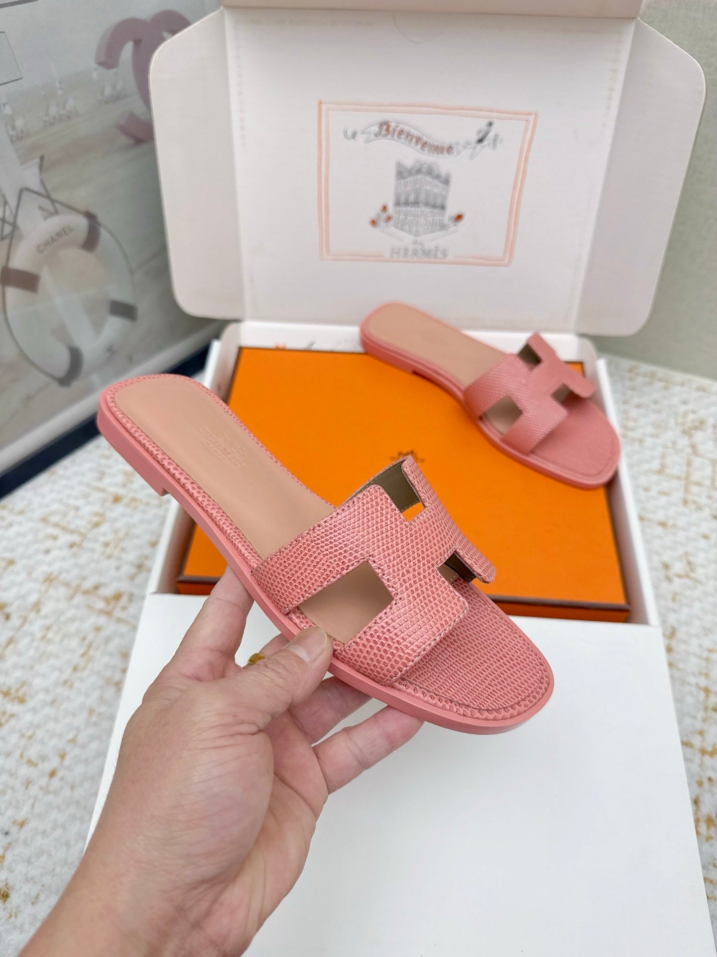 HM 26ss Oran Sandals Pink Cowhide 625041