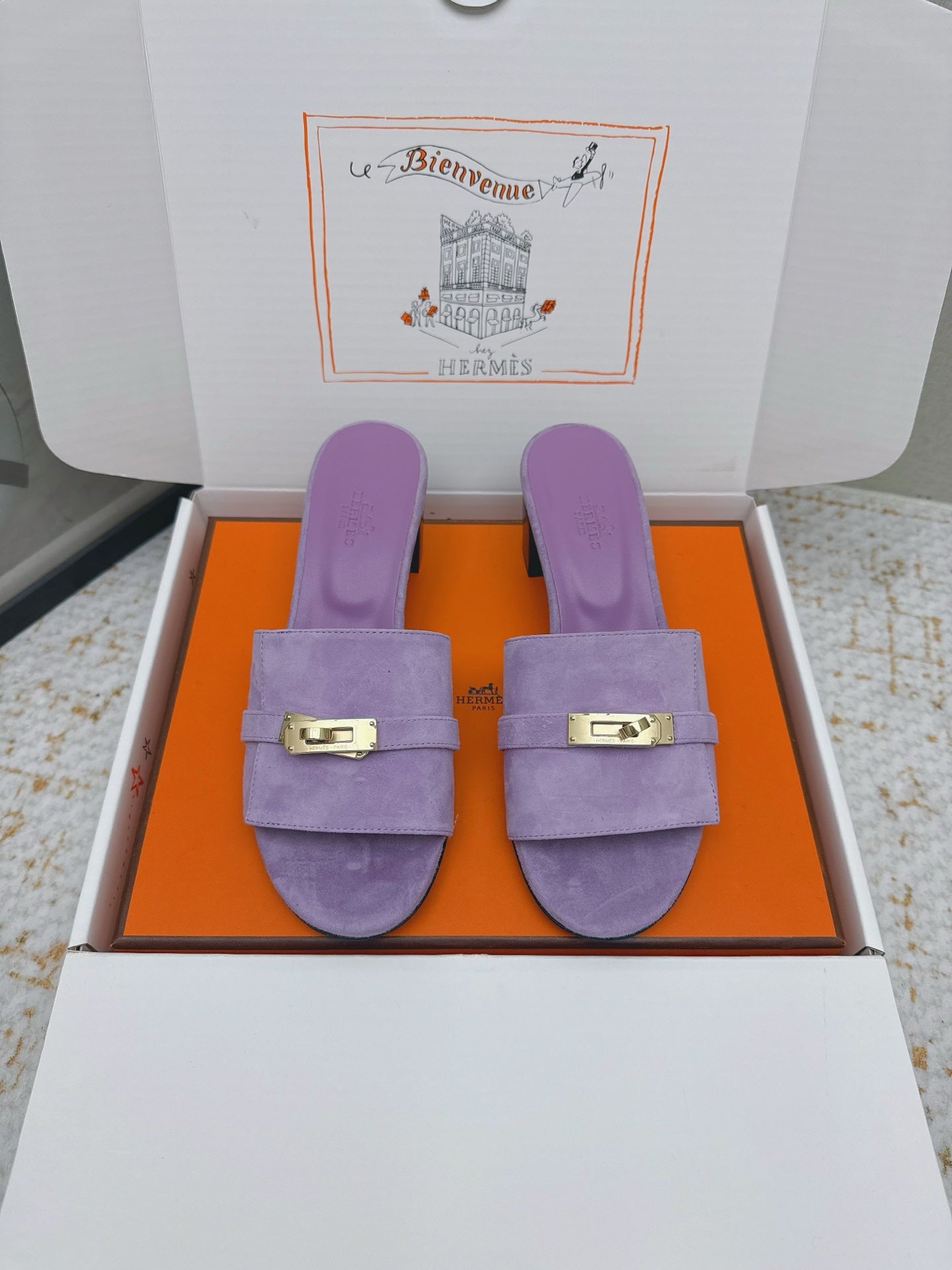 HM 26ss Oasis Sandals 50 Purple Suede Cowhide 625150