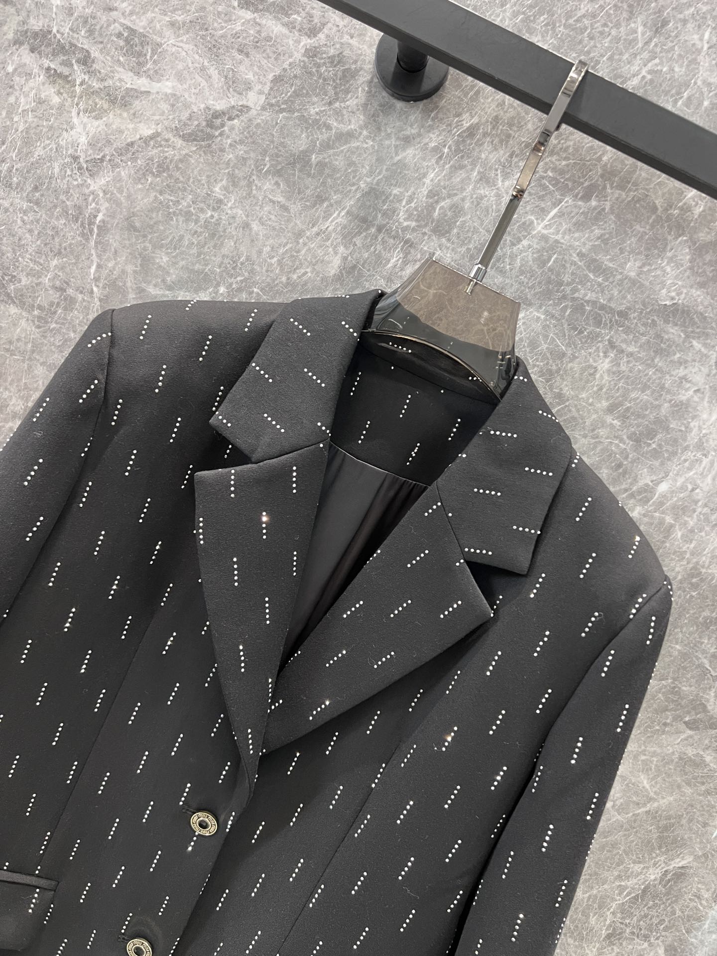Miu Miu Diamond Short Jacket Black Polyester Cotton