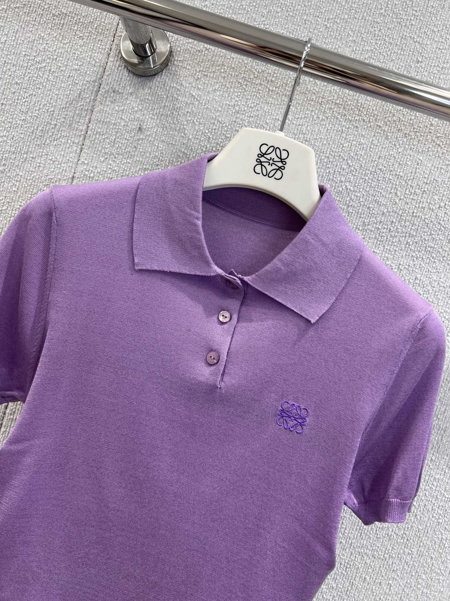 Loewe 25 Short-sleeved Top Purple Cashmere Silk