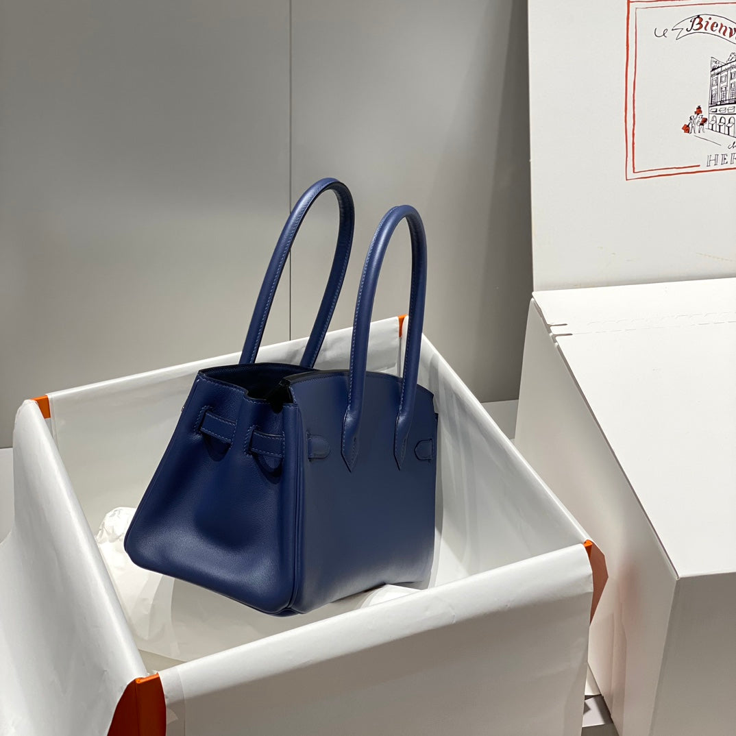 HM Shoulder Birkin 29cm Deep Blue Swift Leather Silver Hardware