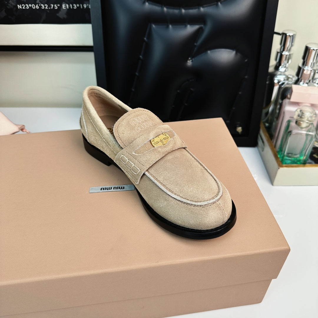 Miu Loafers Light Brown Suede