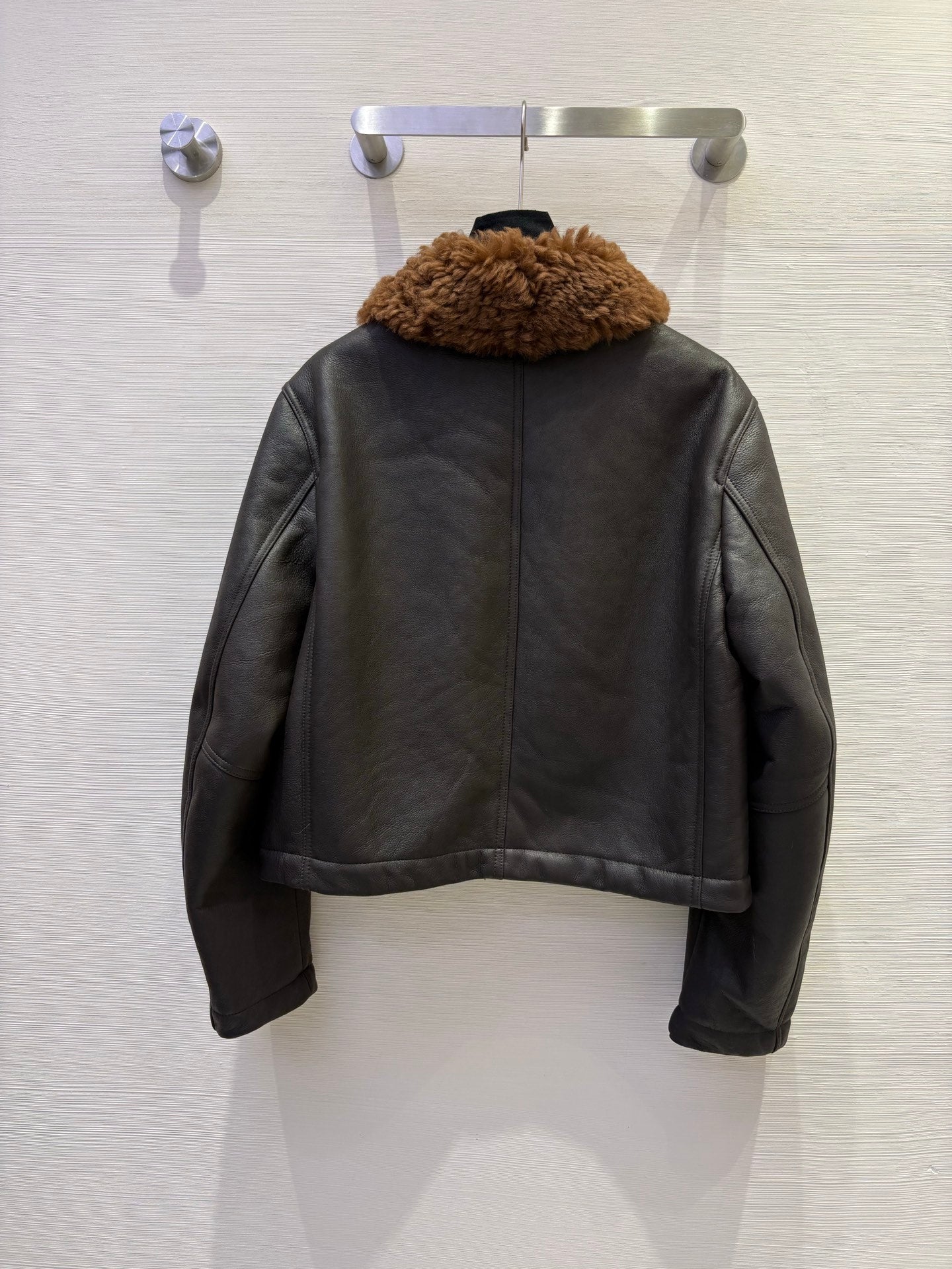 CD 25 Fur Leather Coat Black And Brown Earth