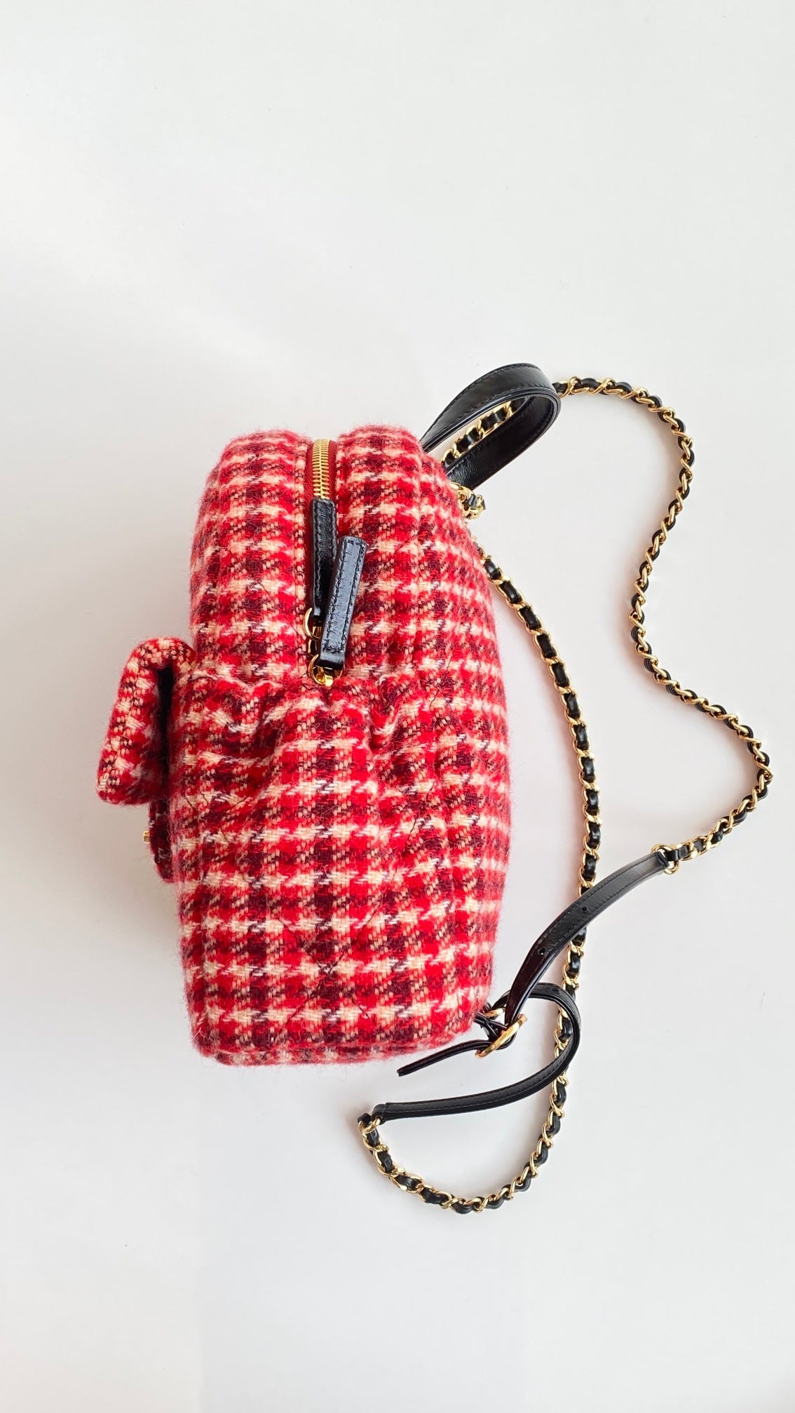 CC Houndstooth Backpack 28 Red Wool Tweed