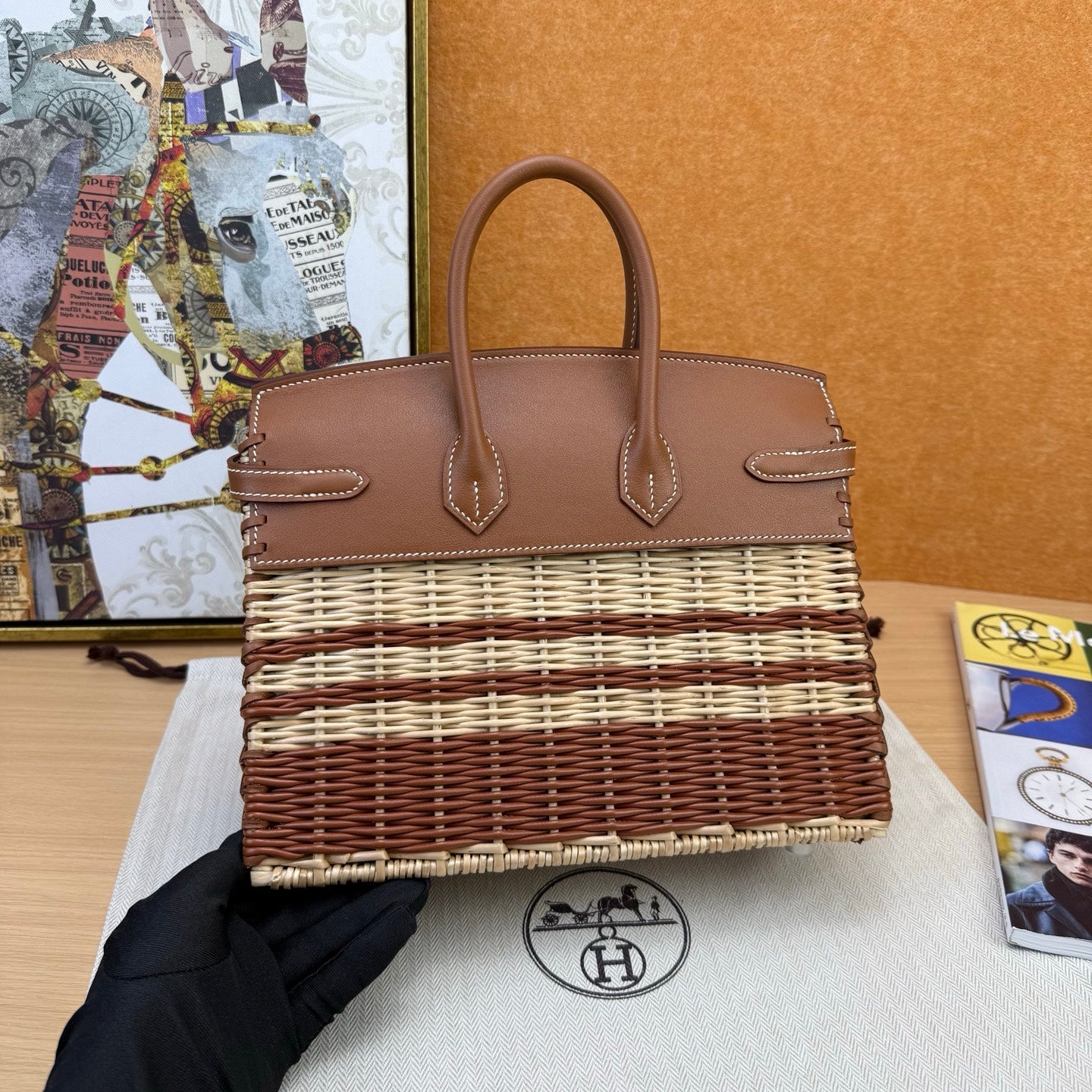 Hermes 2026 Birkin Picnic Bag 25cm Wicker And Swift Leather