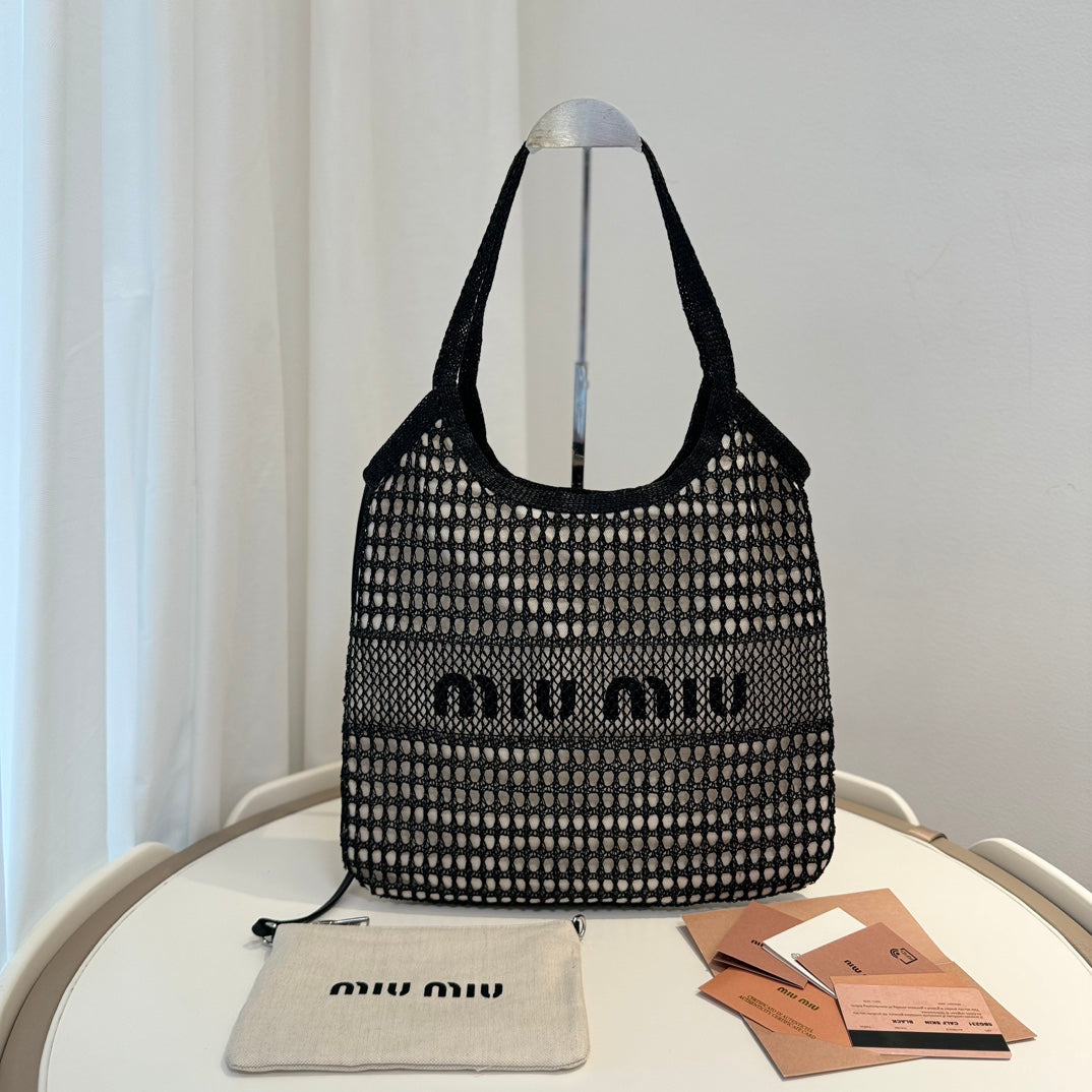 Miu' beach tote bag black canvas