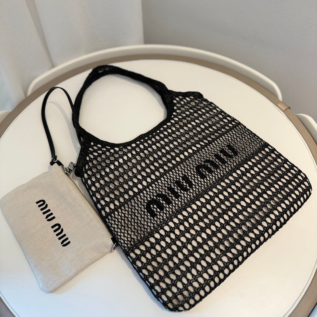 Miu' beach tote bag black canvas