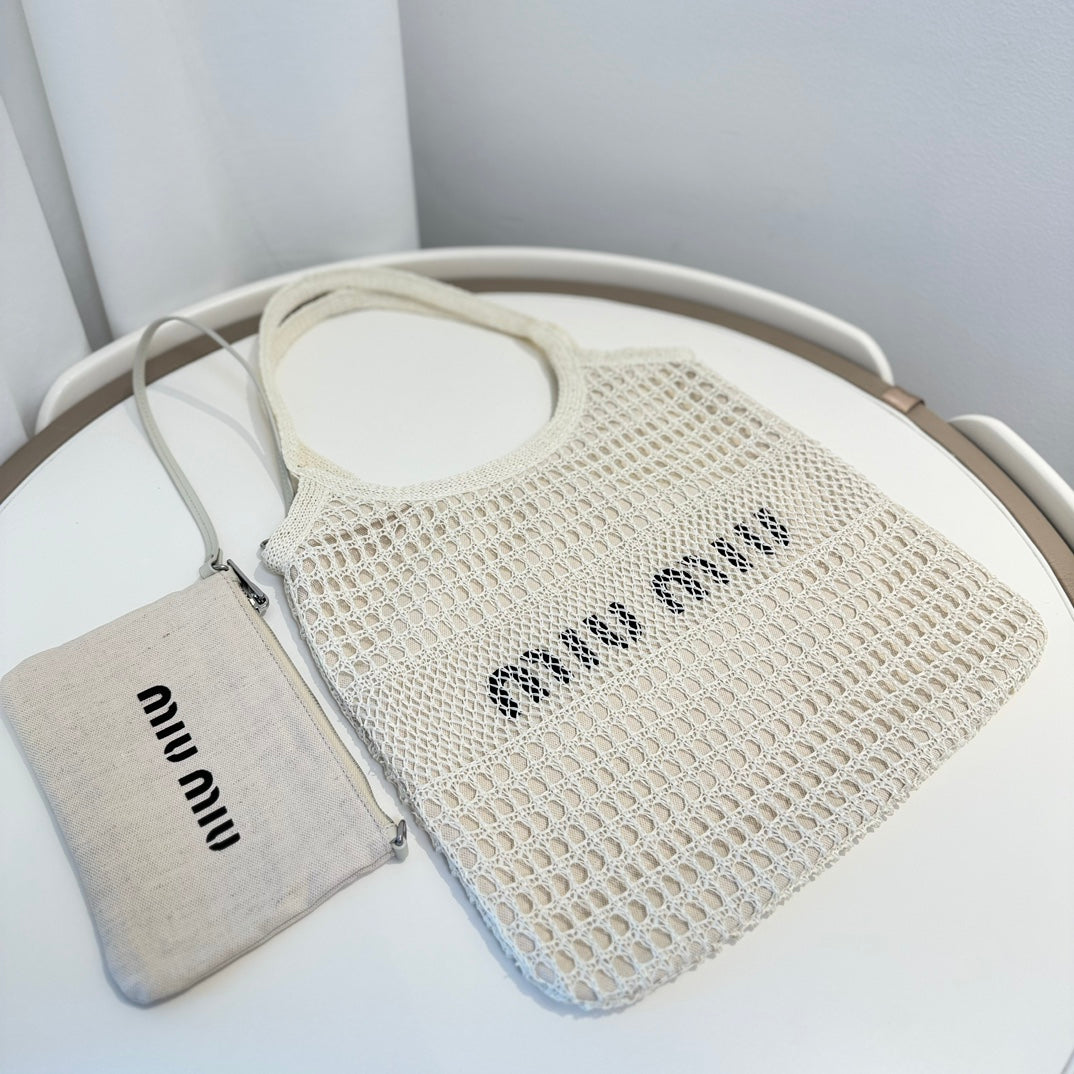 Miu' beach tote bag white canvas