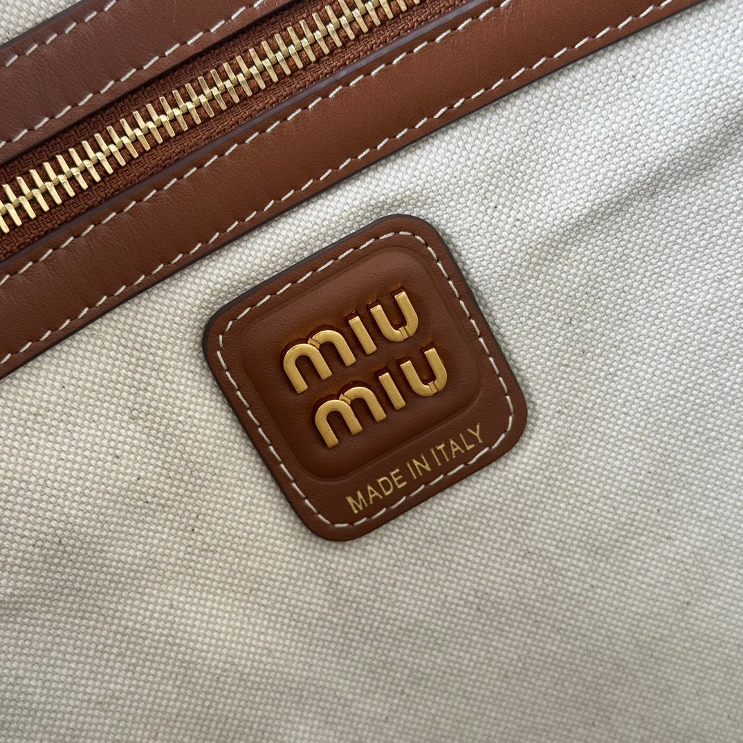 Miumiu Isetan tote hobo bag striped canvas