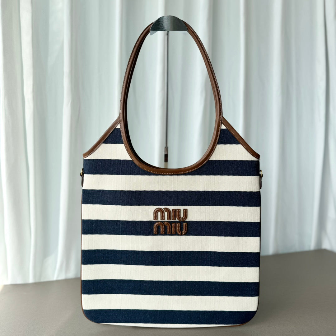 Miumiu Isetan tote hobo bag striped canvas