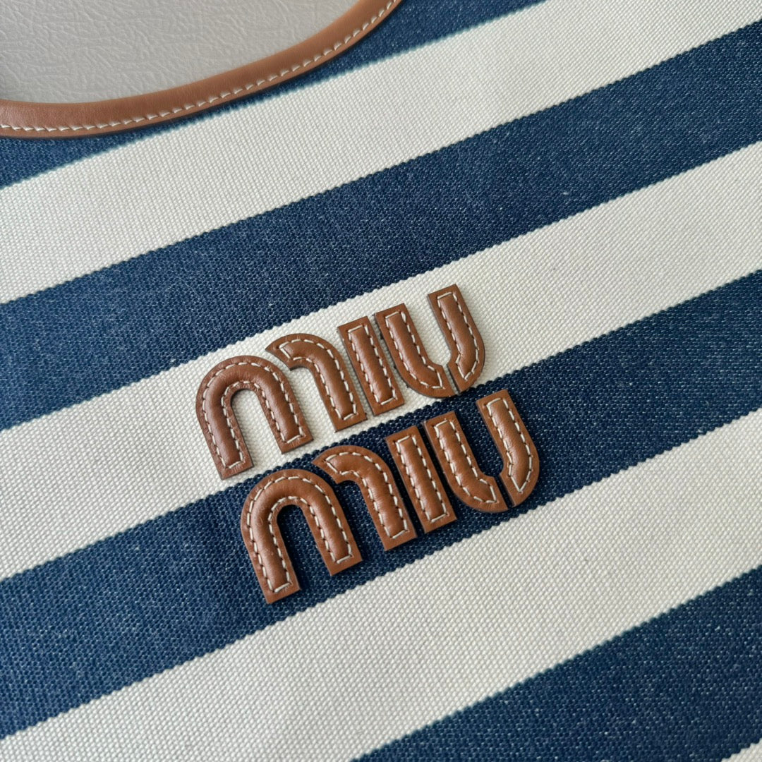 Miumiu Isetan tote hobo bag striped canvas