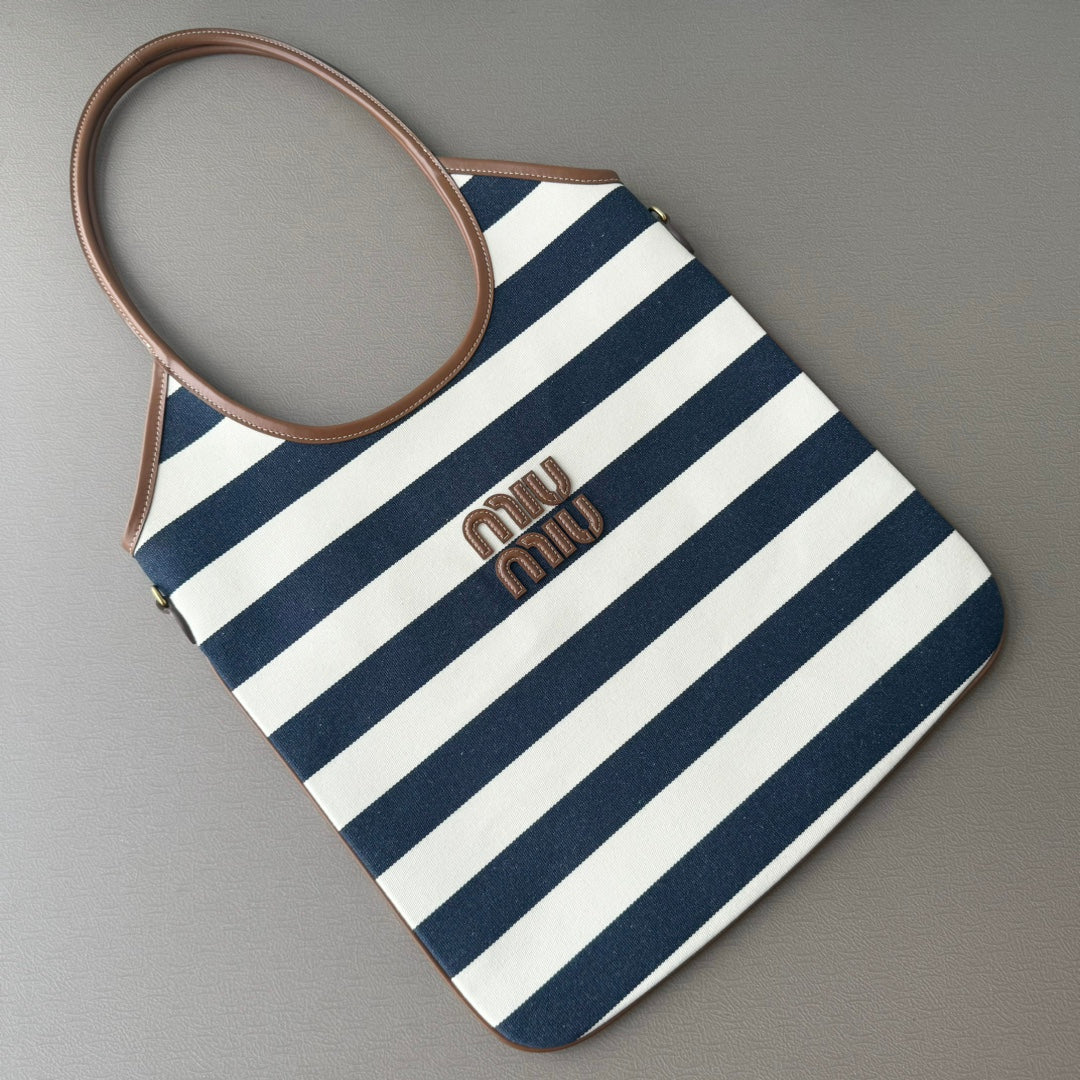 Miumiu Isetan tote hobo bag striped canvas