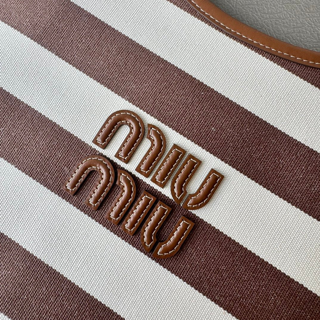 Miumiu Isetan tote hobo bag striped canvas