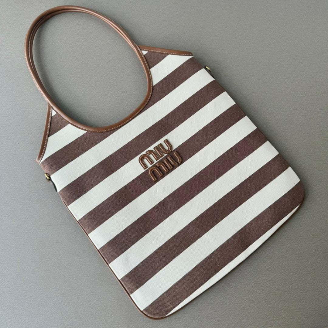 Miumiu Isetan tote hobo bag striped canvas