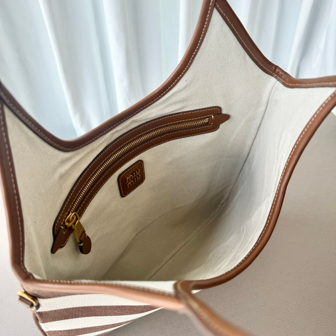 Miumiu Isetan tote hobo bag striped canvas