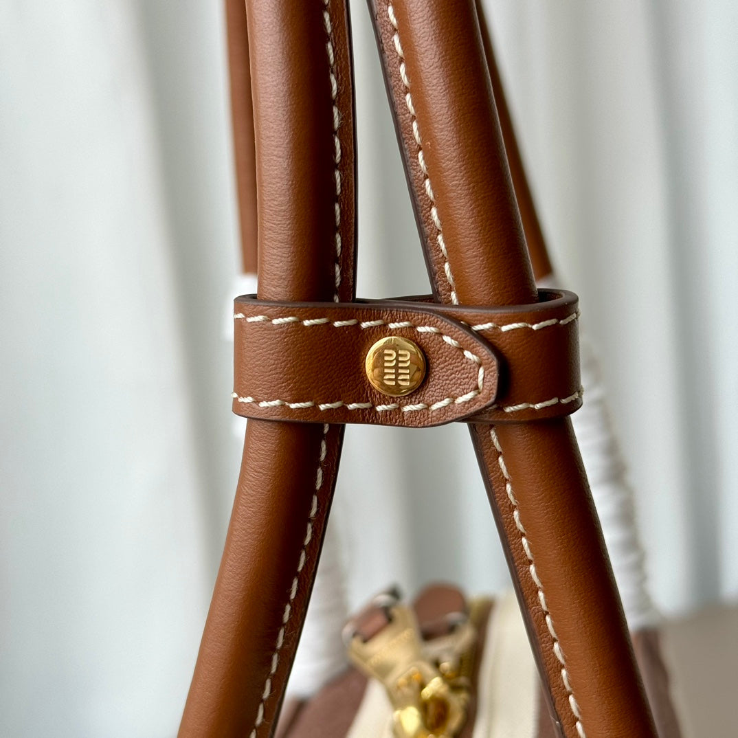 Miumiu large shoulder bag striped canvas