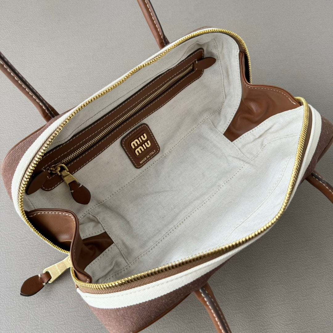 Miumiu large shoulder bag striped canvas