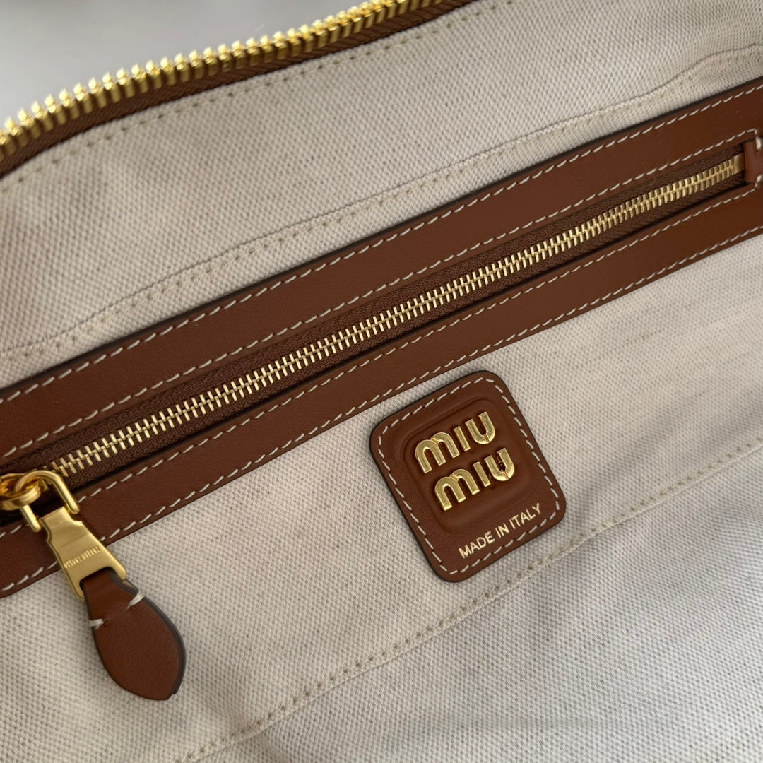 Miumiu large shoulder bag striped canvas