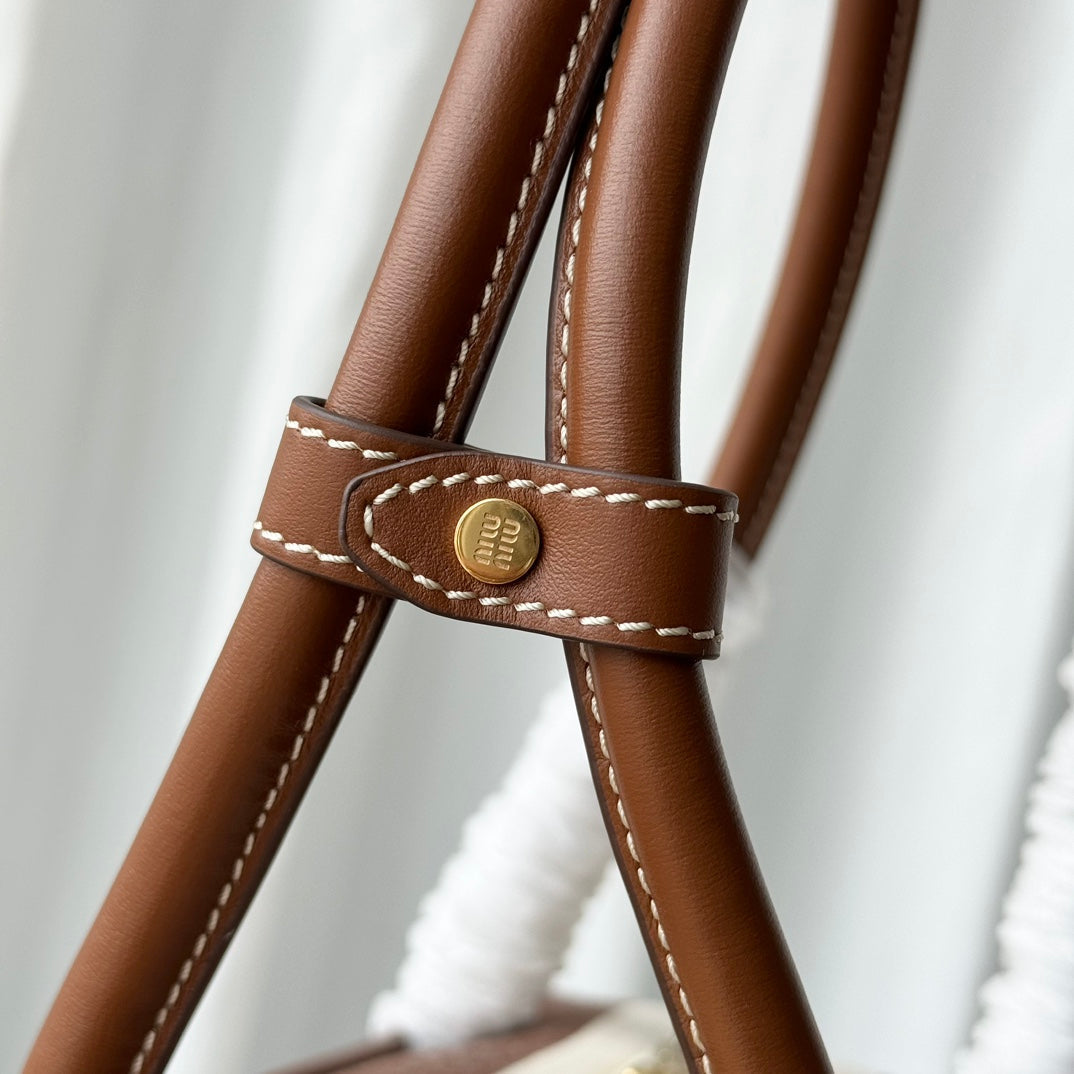 Miu Miu Beau Tote Bag Striped Canvas