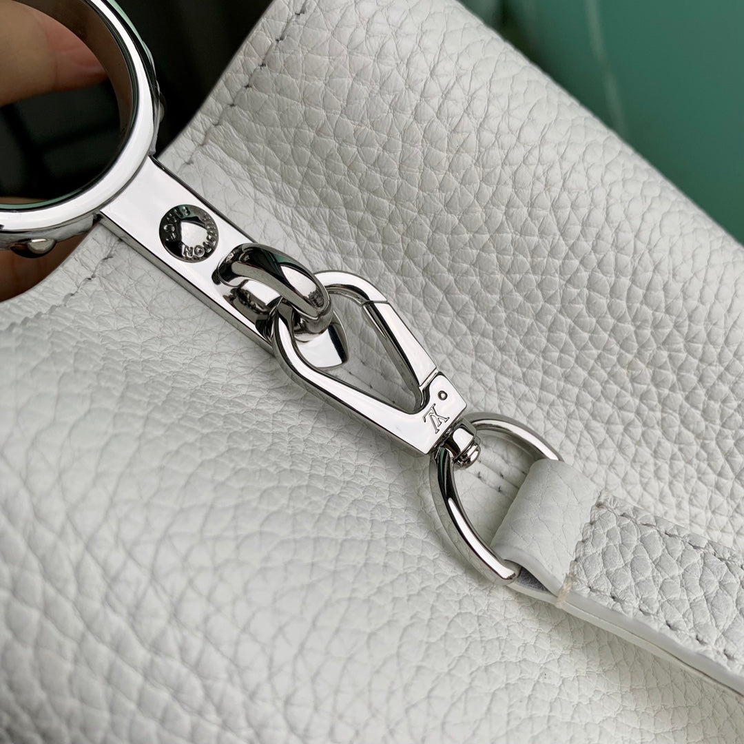 CAPUCINES MINI 21 WHITE TAURILLON SILVER HARDWARE