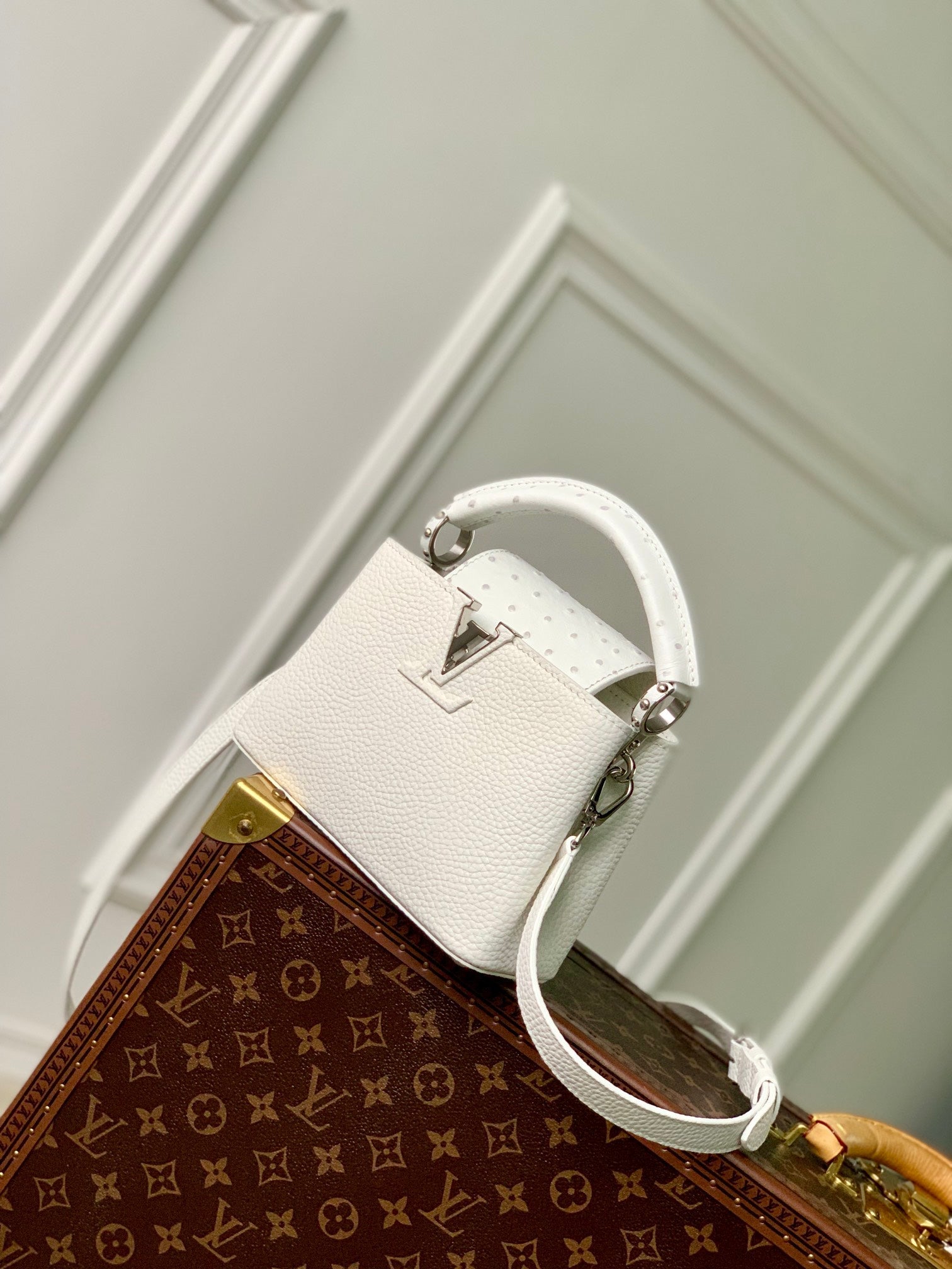 CAPUCINES MINI 21 WHITE TAURILLON SILVER HARDWARE