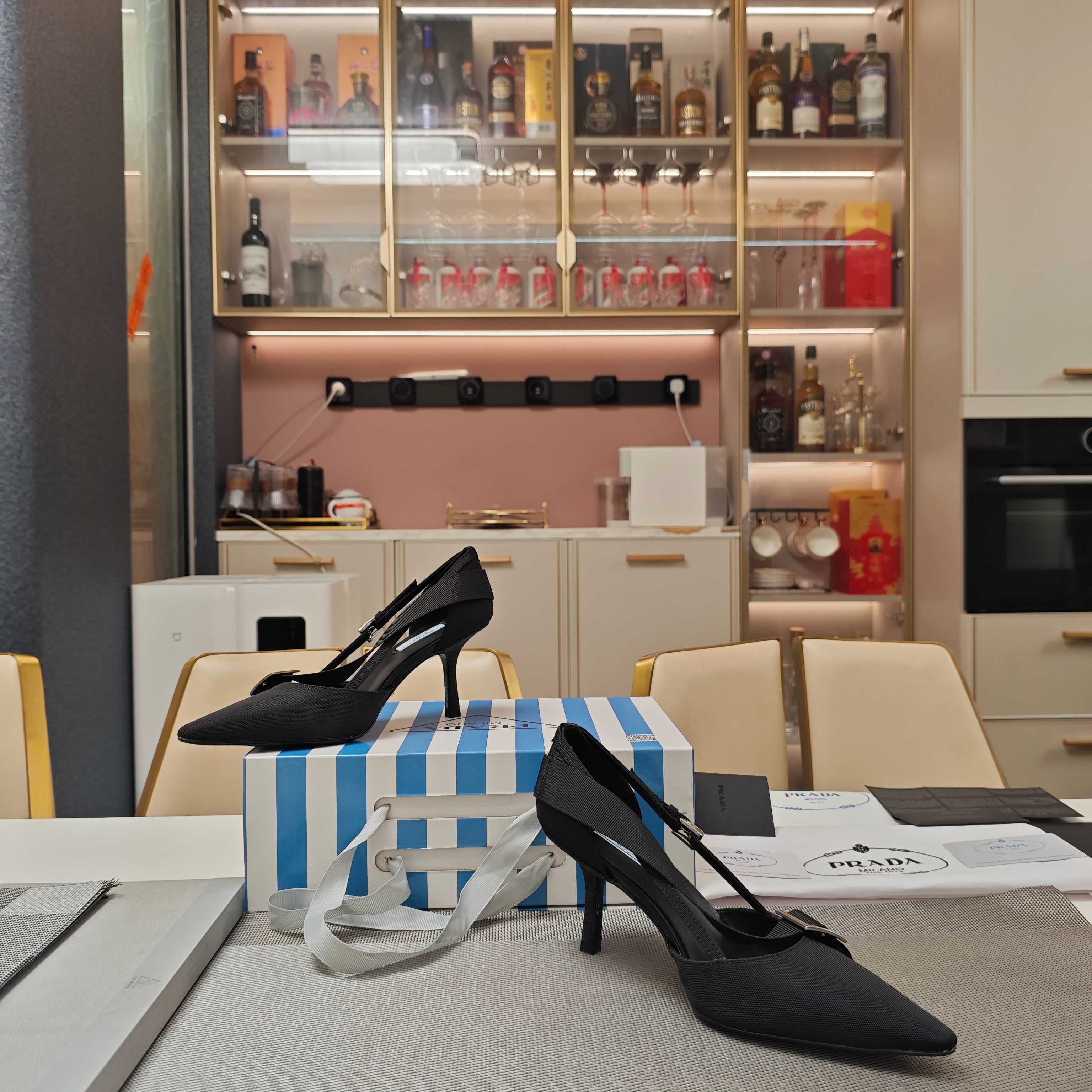 PRA 26S High Heel Pump 70 Black Canvas 630560