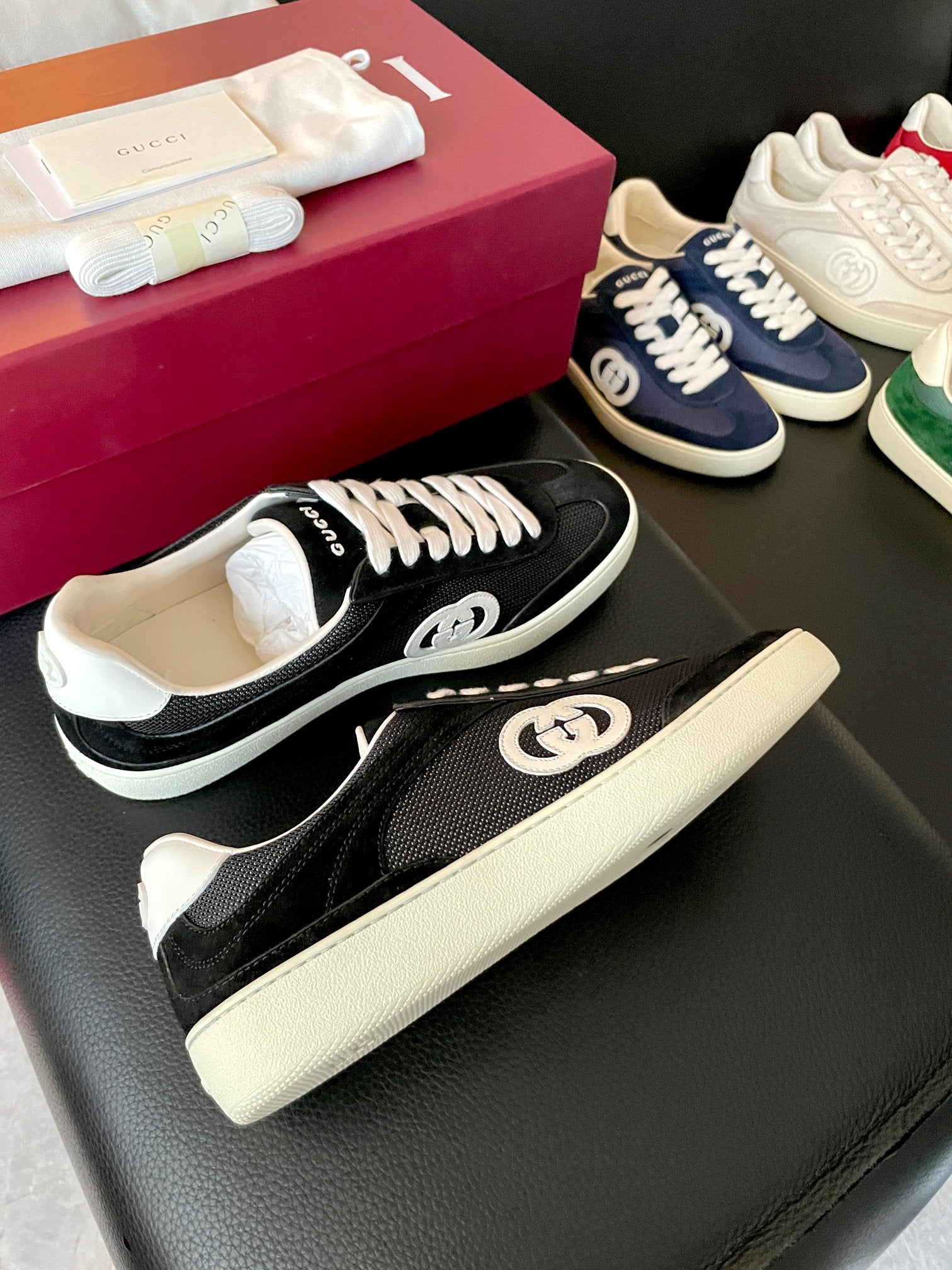 GG 26 Sneaker Black White Suede Sheepskin 632811