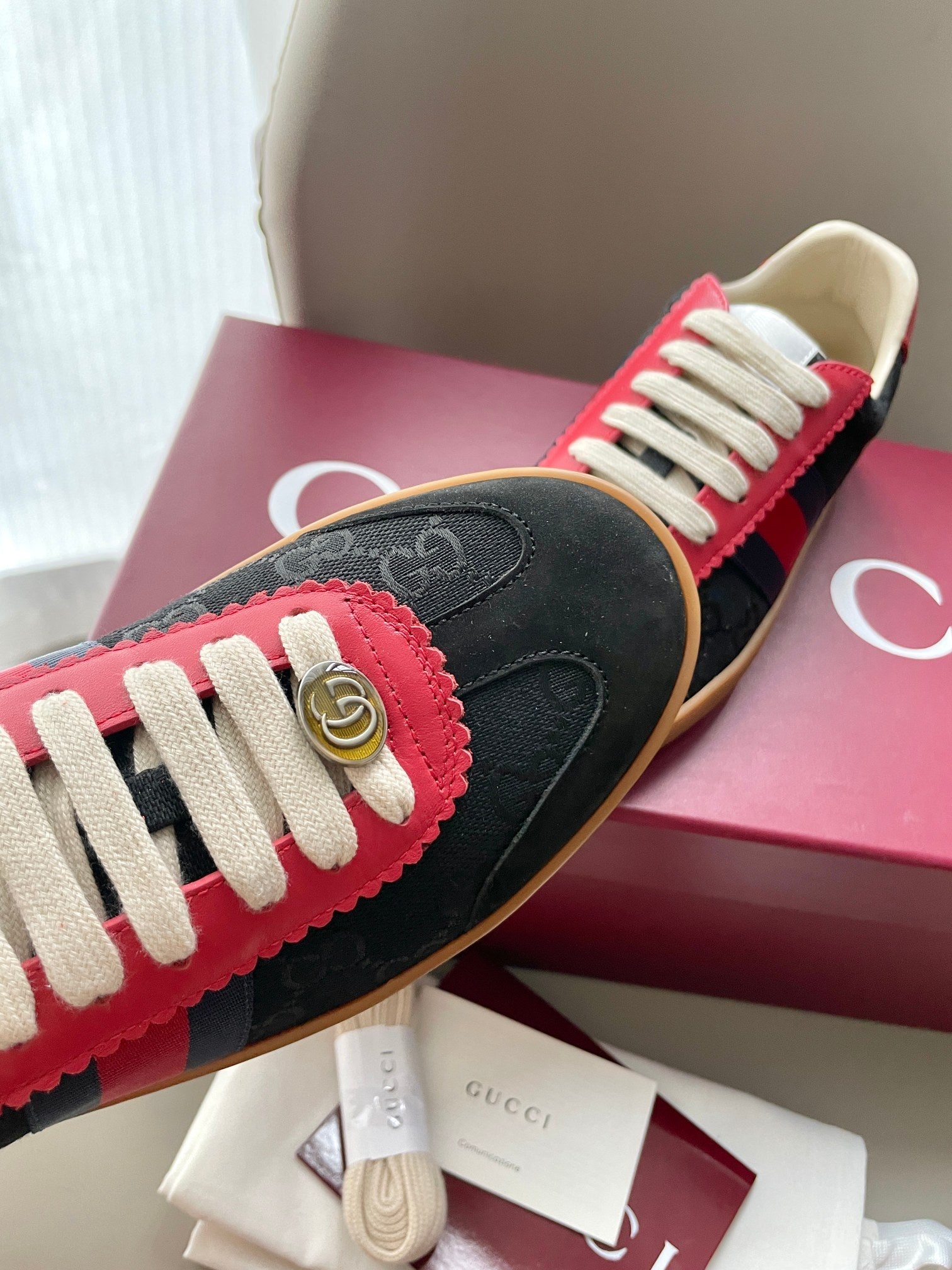 GG 26 Sneaker Black Pink Canvas Suede 632801