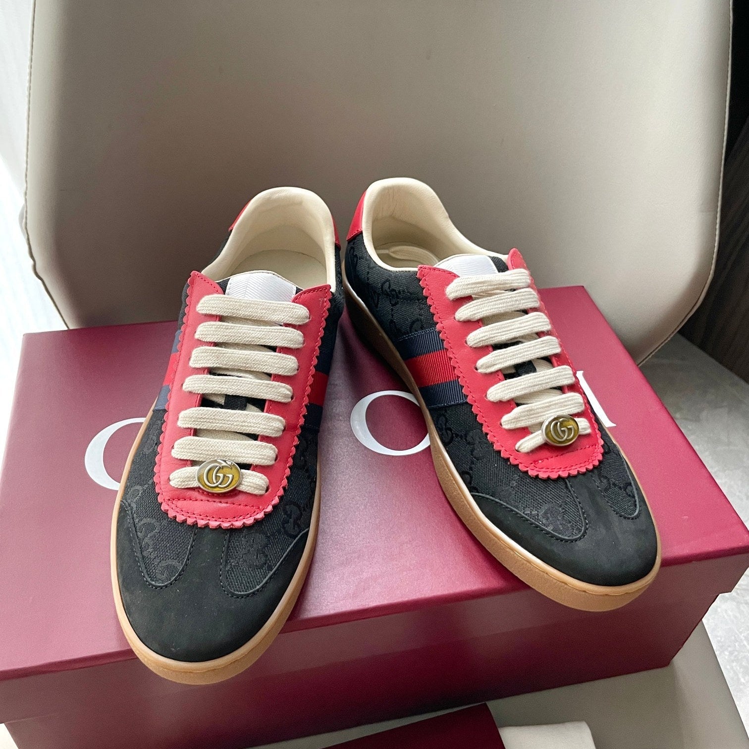 GG 26 Sneaker Black Pink Canvas Suede 632801