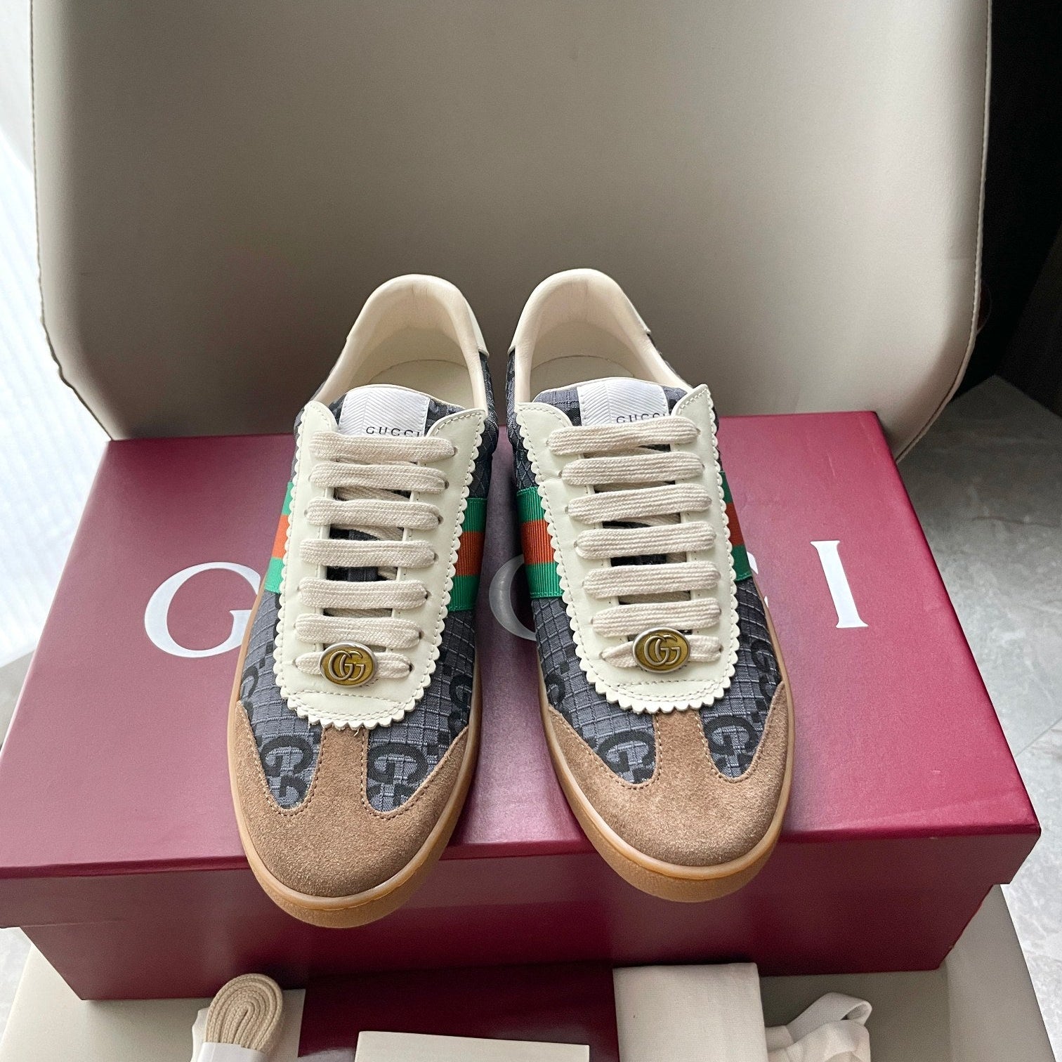 GG 26 Sneaker Brown Gray Canvas Suede 632803