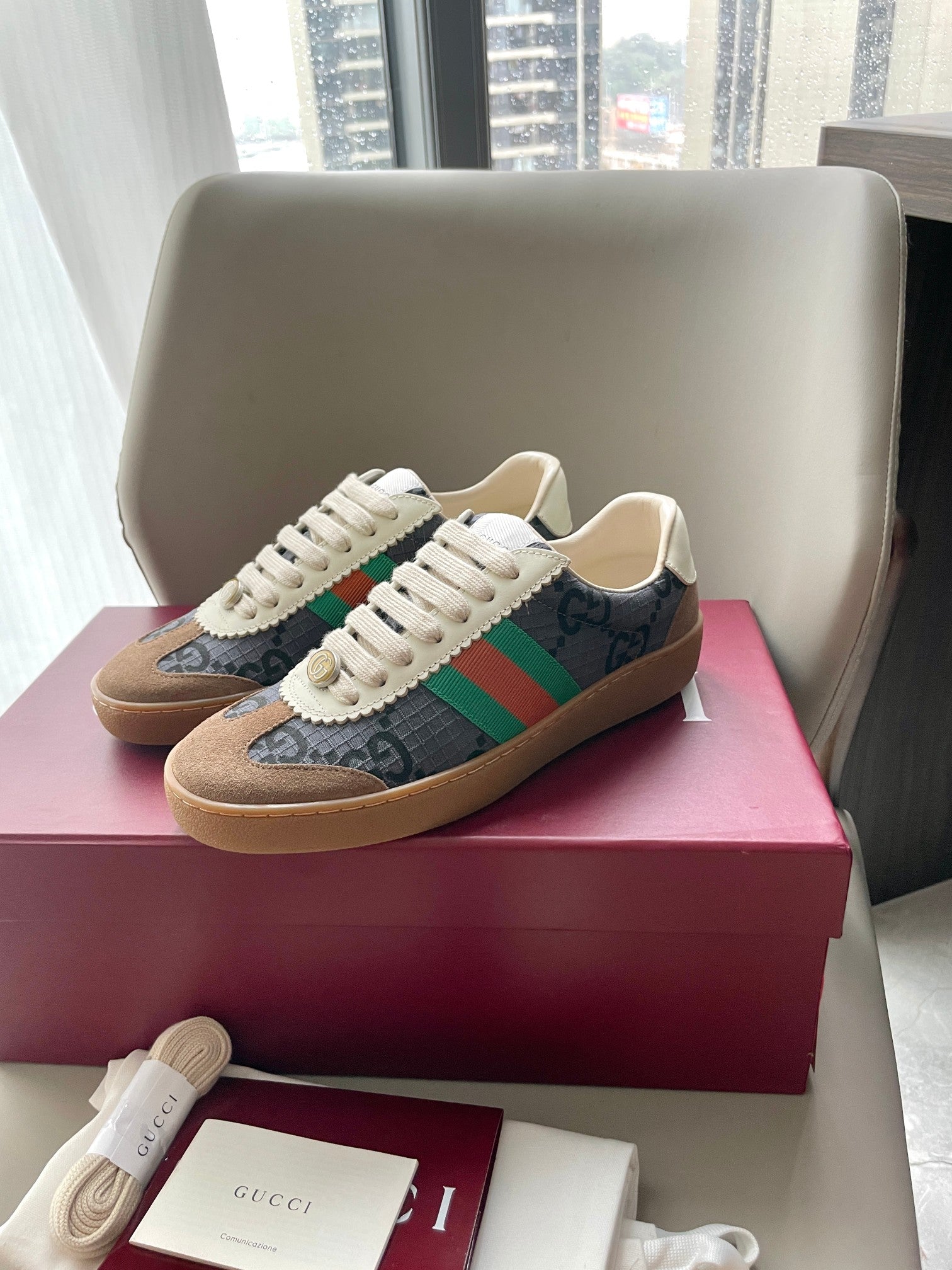 GG 26 Sneaker Brown Gray Canvas Suede 632803