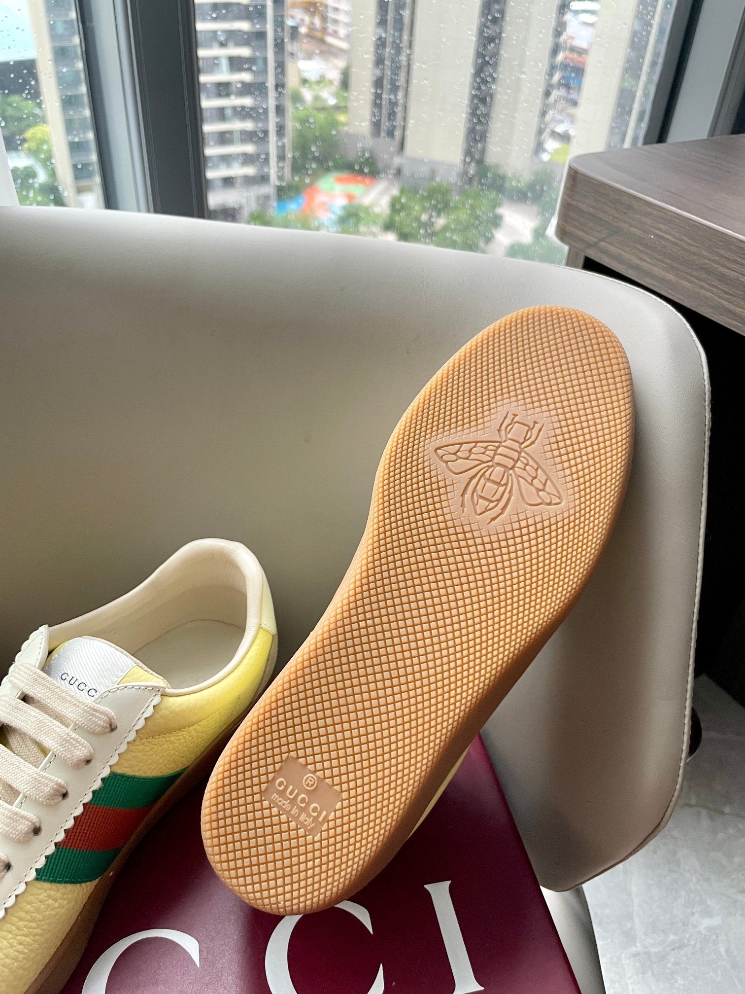 GG 26 Sneaker Light Yellow Beige Suede Cowhide 632806