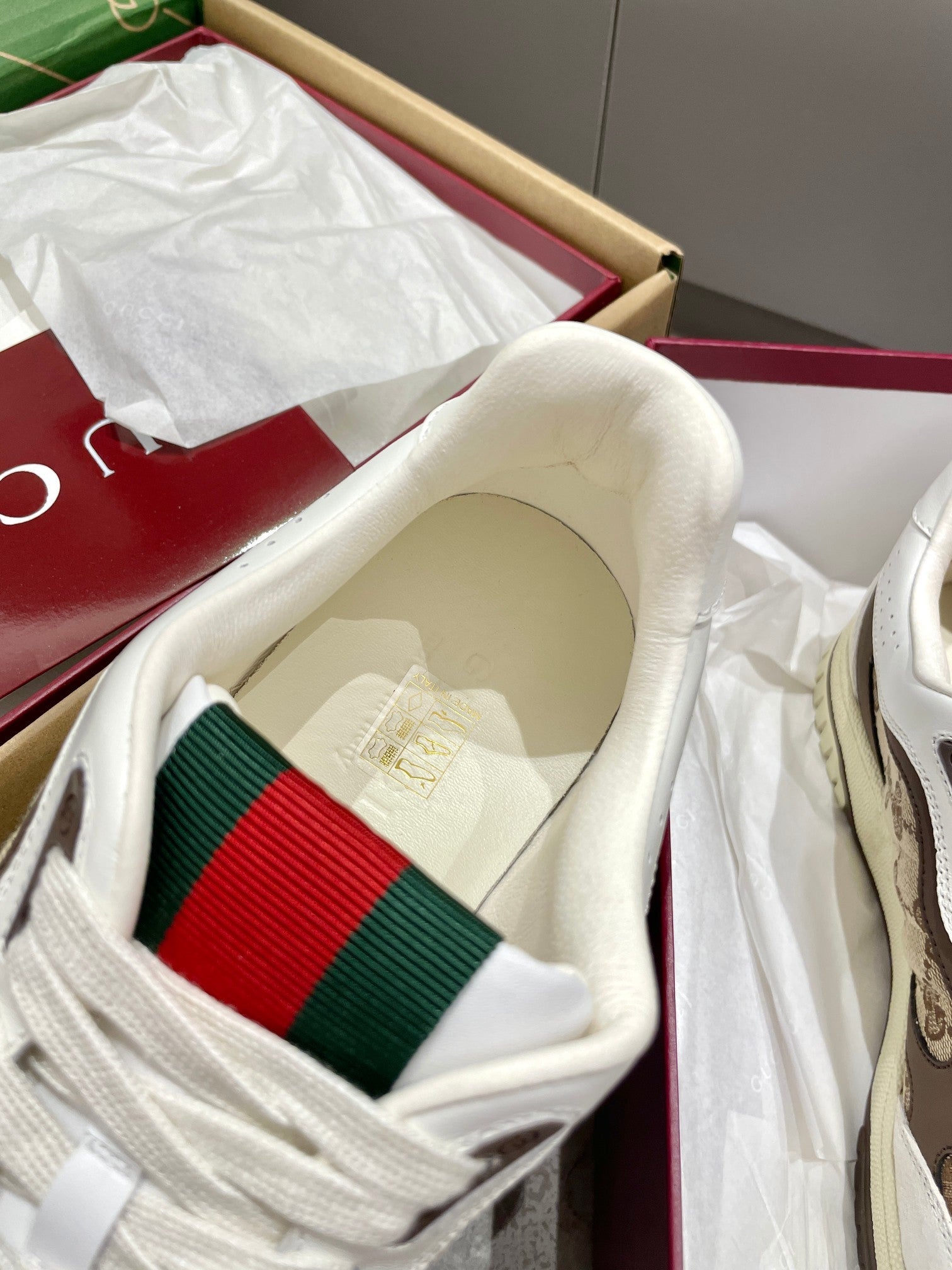 GG 26 Sneaker White Beige Brown Canvas Suede 632876