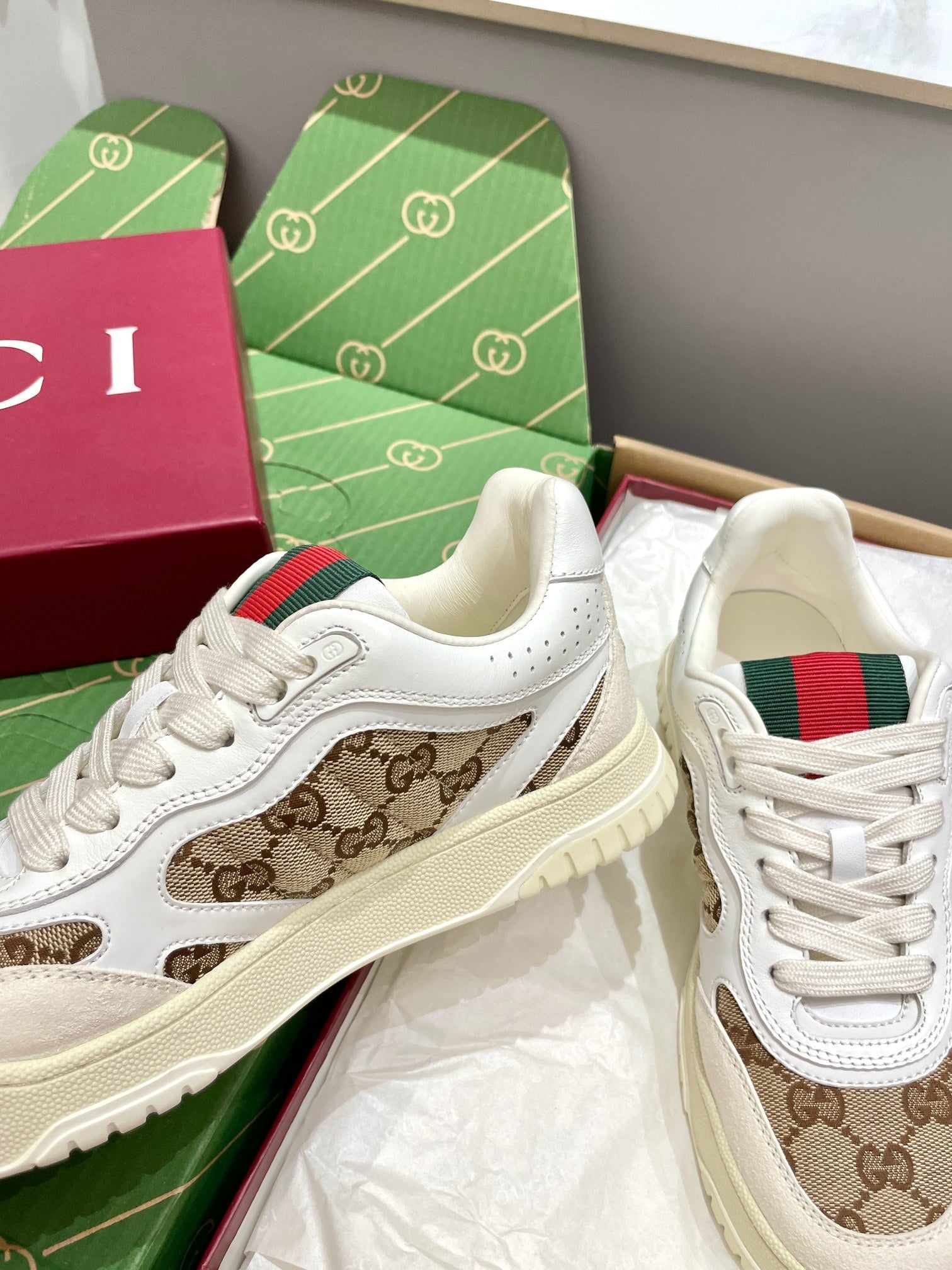 GG 26 Sneaker White Beige Canvas Suede 632875