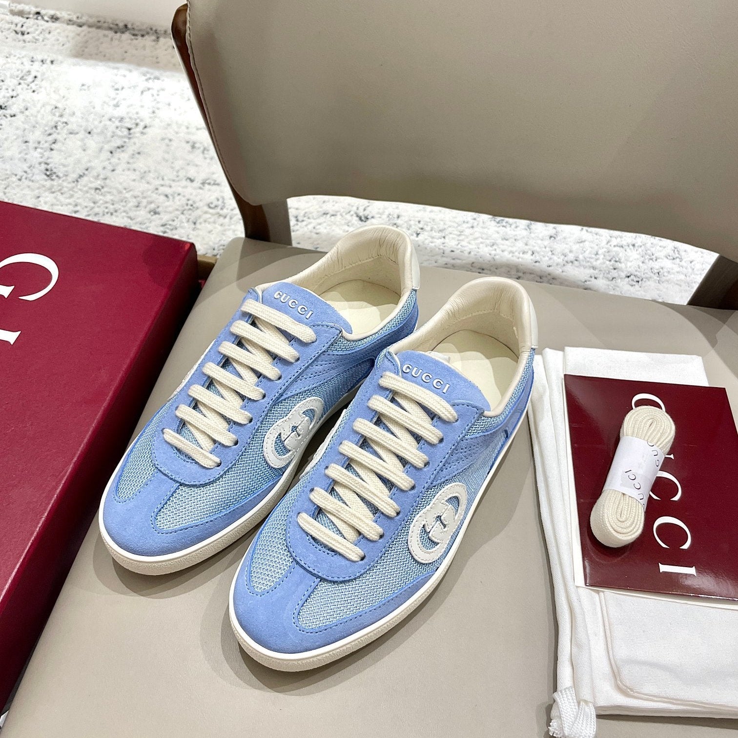 GG 26 Sneaker Baby Blue Canvas Suede 632818