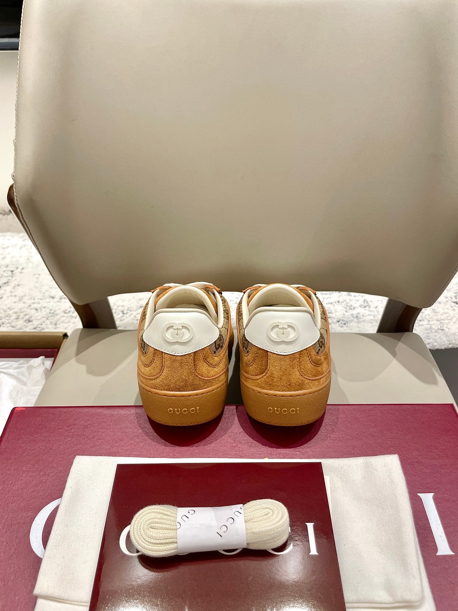 GG 26 Sneaker Camel Brown Canvas Suede 632820