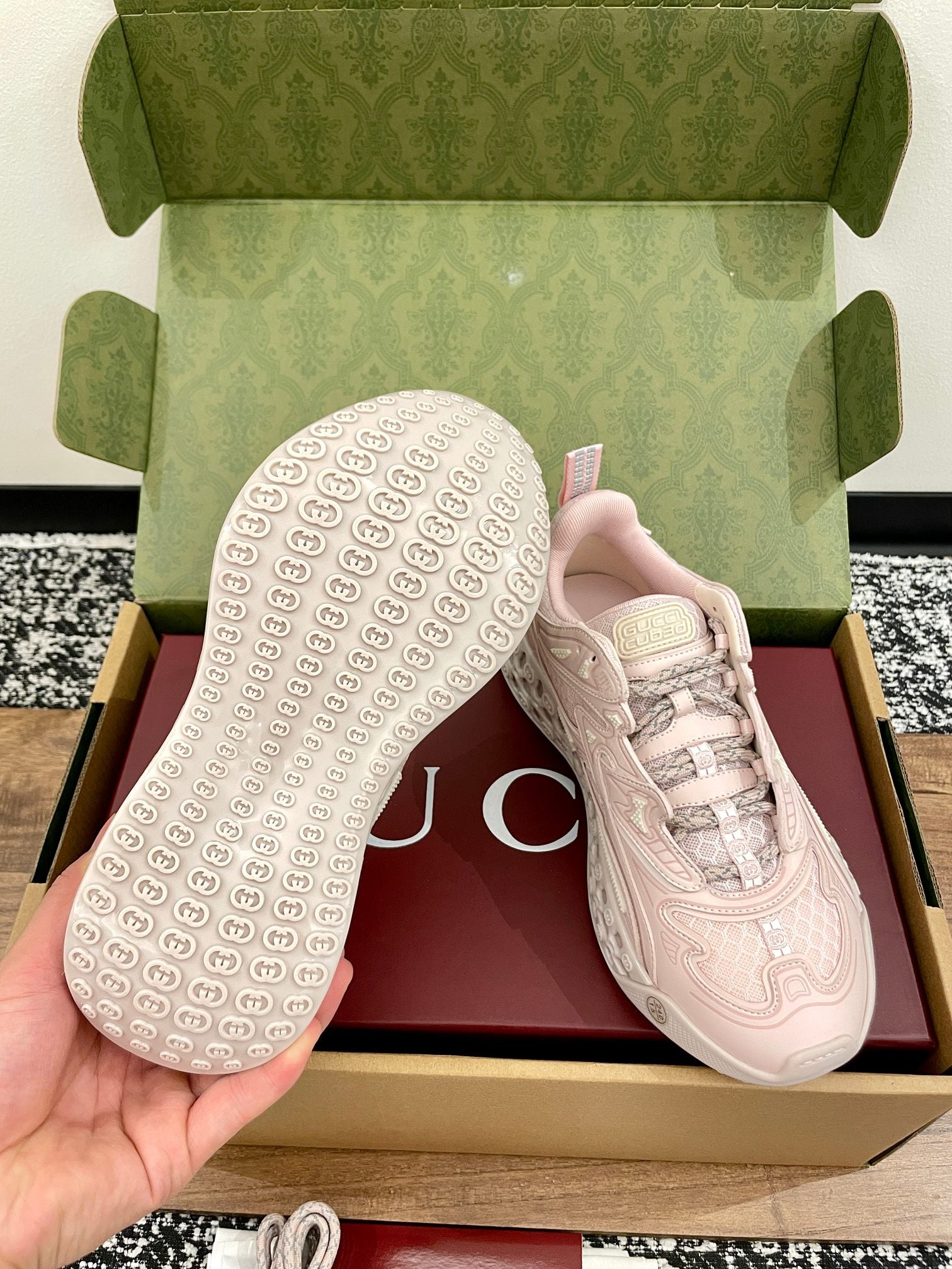 GG 26 Casual Sneakers Light Pink Mesh Cowhide 632866