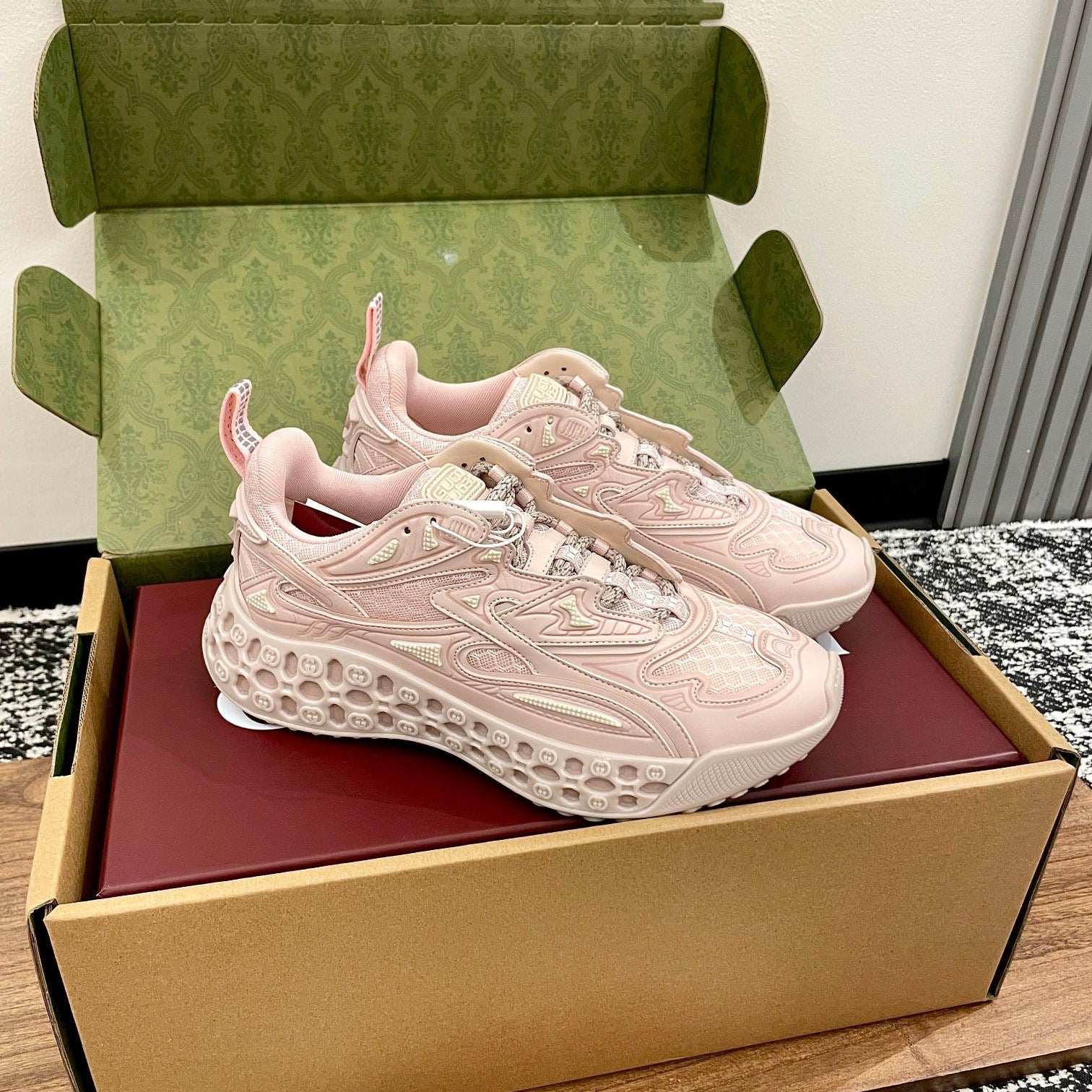 GG 26 Casual Sneakers Light Pink Mesh Cowhide 632866